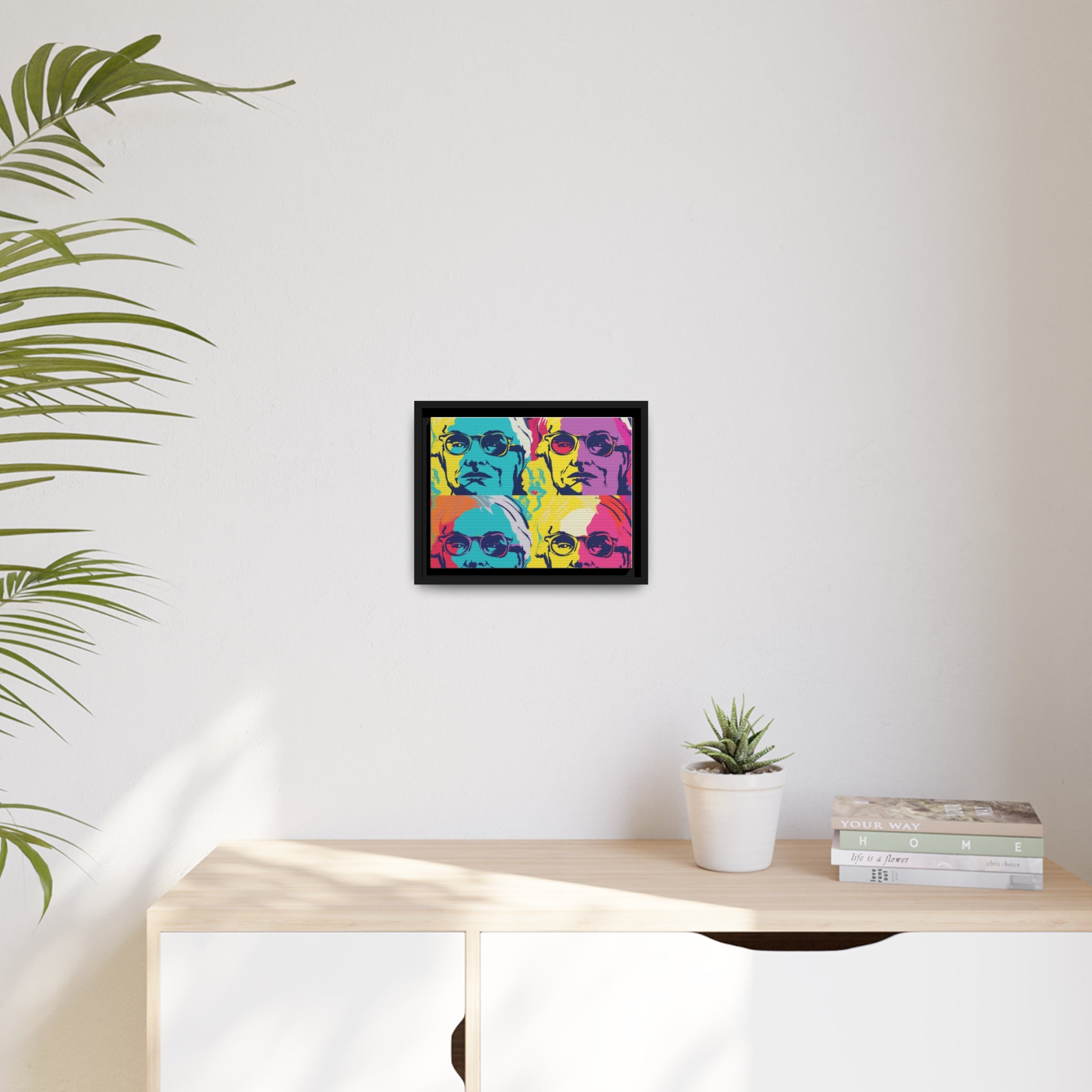 Pop Art Inspired by Andy B Matte Canvas, Black Frame