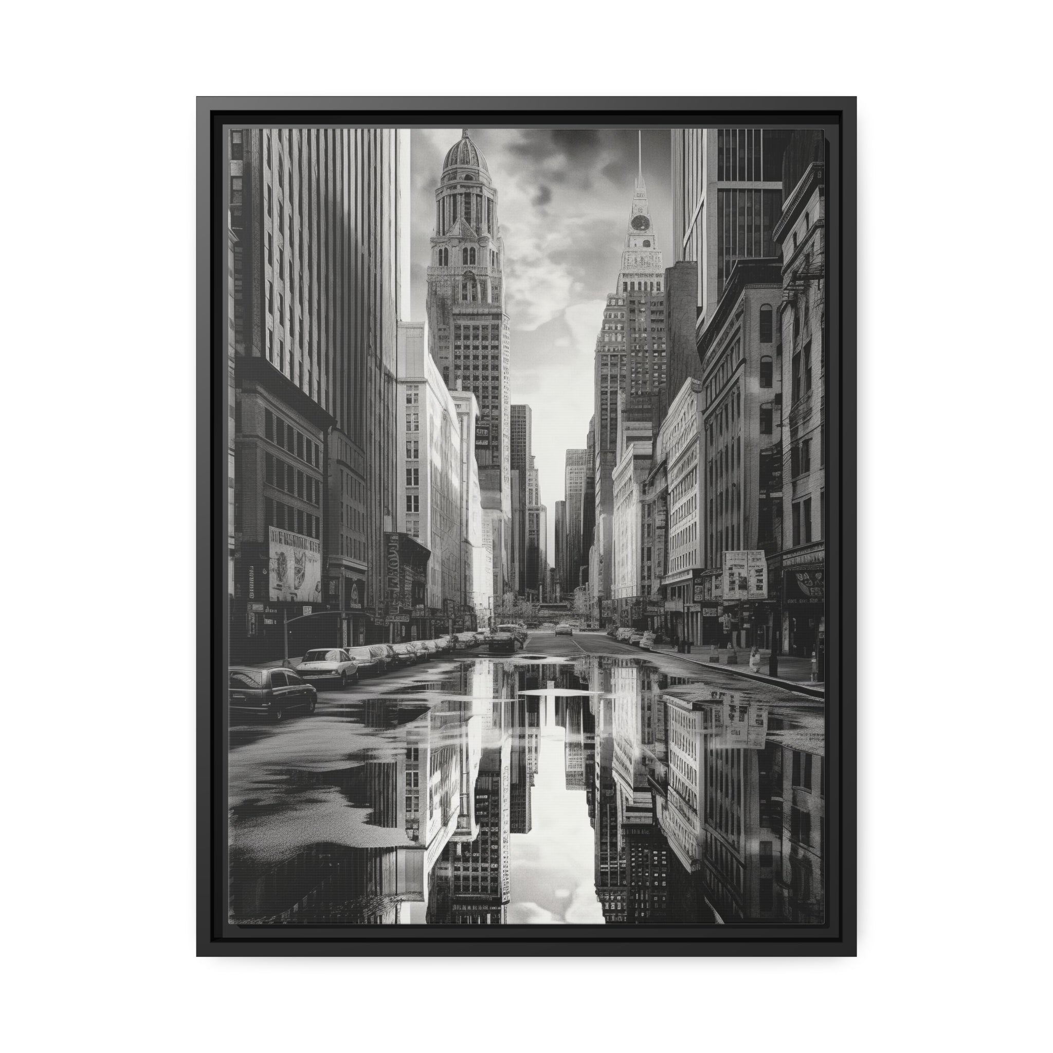 Cityscape II Matte Canvas, Black Frame