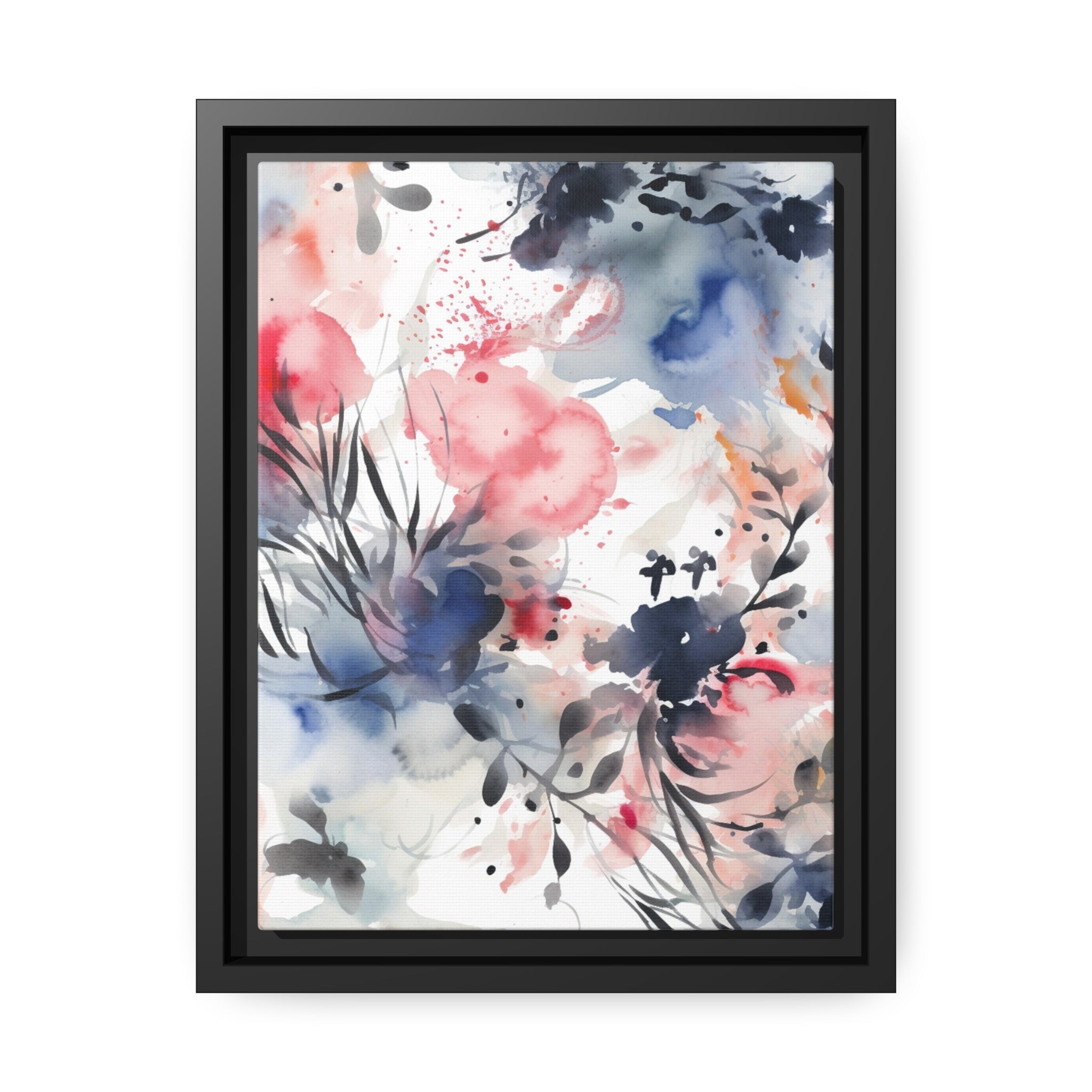 Japanese Flora II Matte Canvas, Black Frame