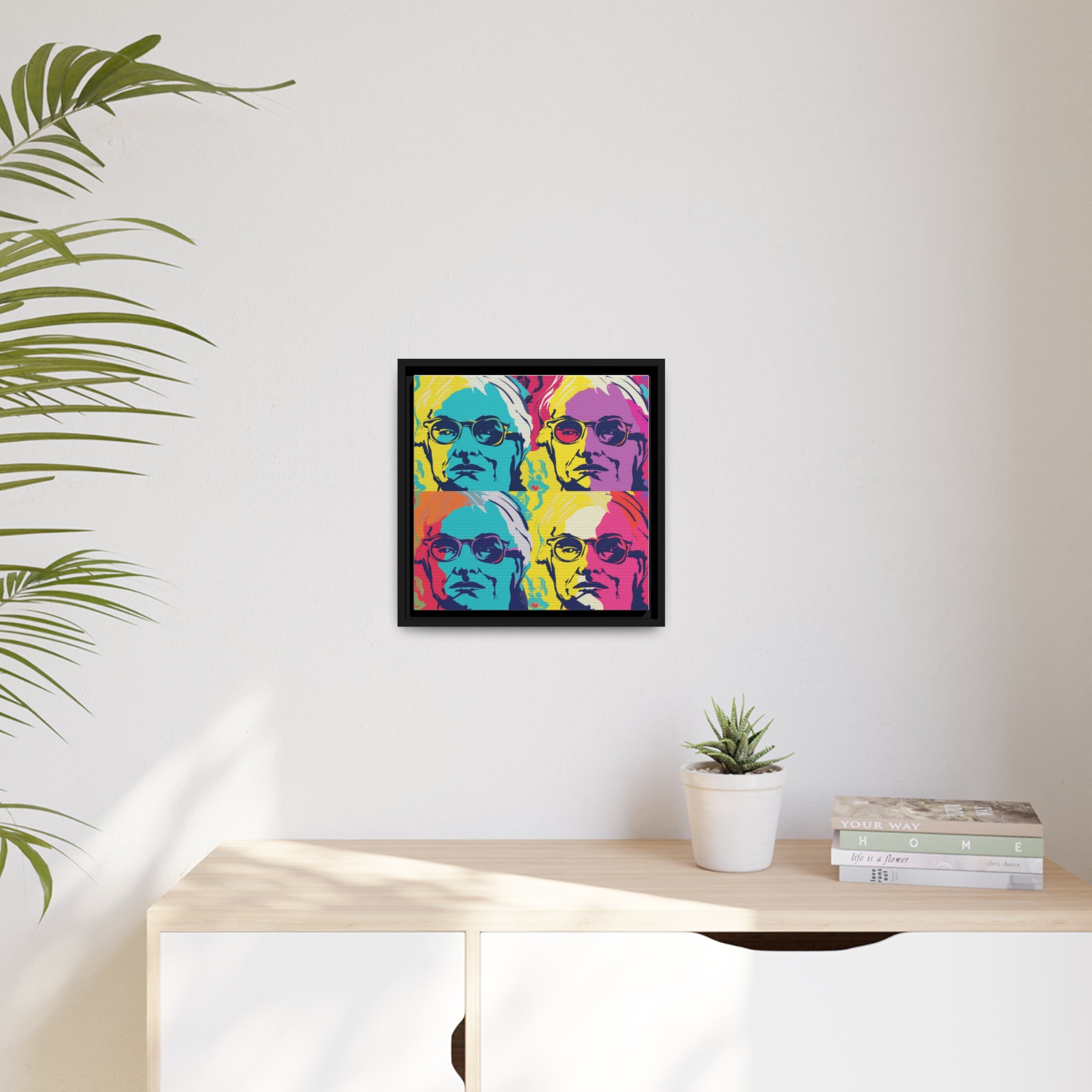 Pop Art Inspired by Andy B Matte Canvas, Black Frame