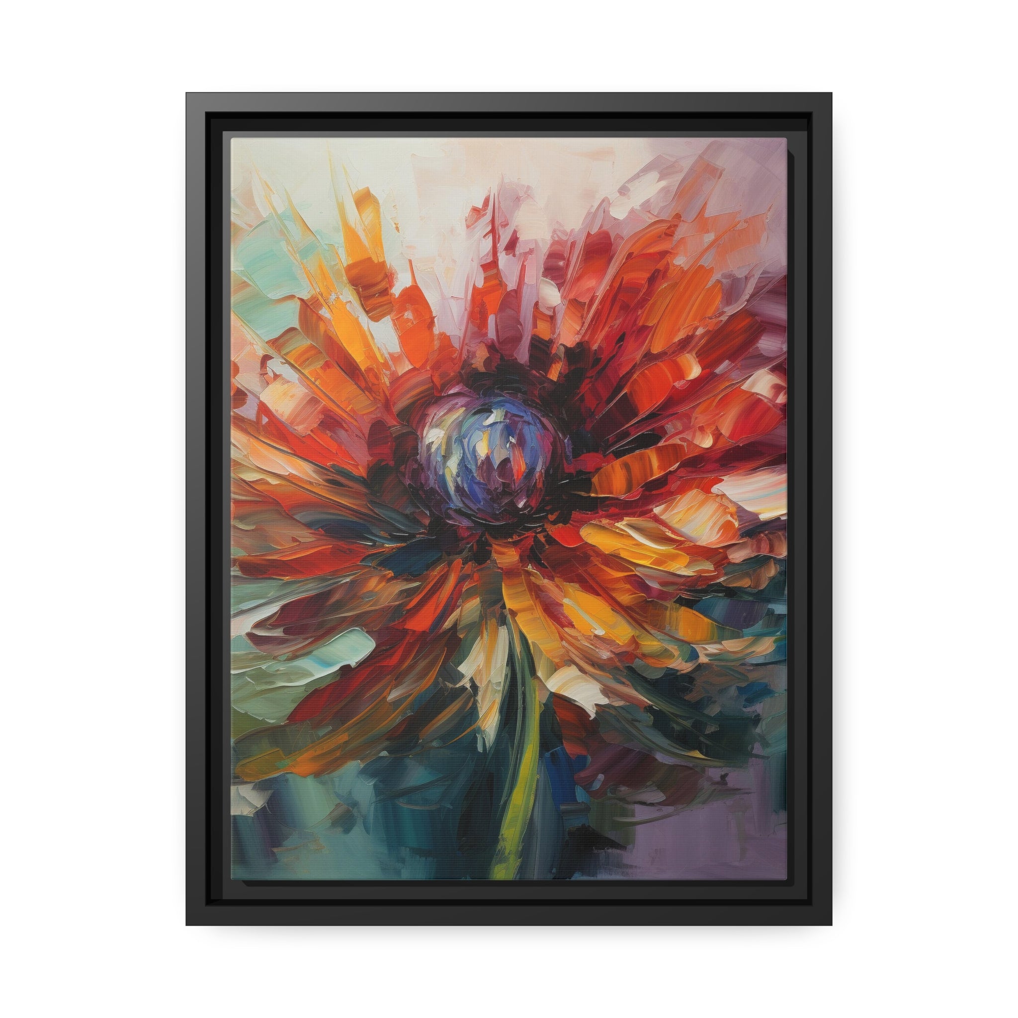 Modern Flora Matte Canvas, Black Frame