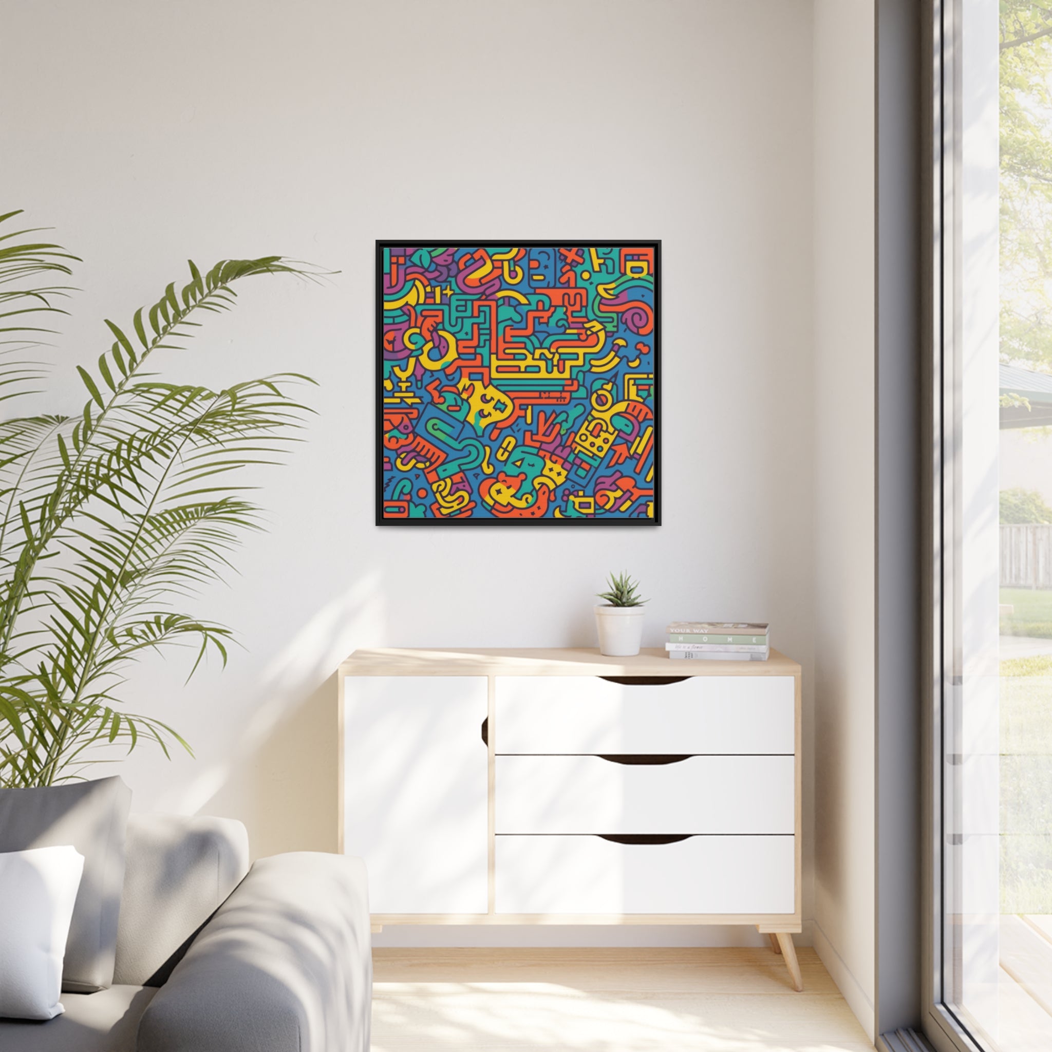 Pop Art Inspired by Keith C Matte Canvas, Black Frame