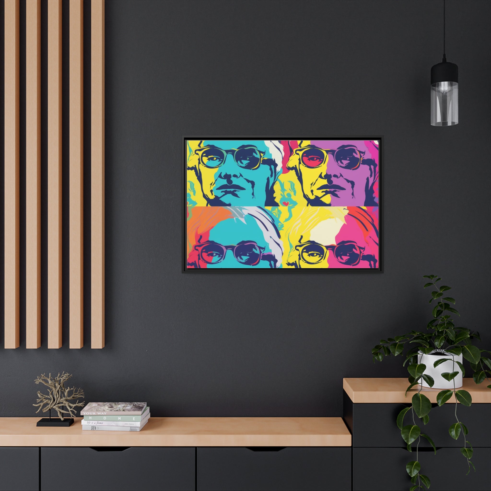 Pop Art Inspired by Andy B Matte Canvas, Black Frame