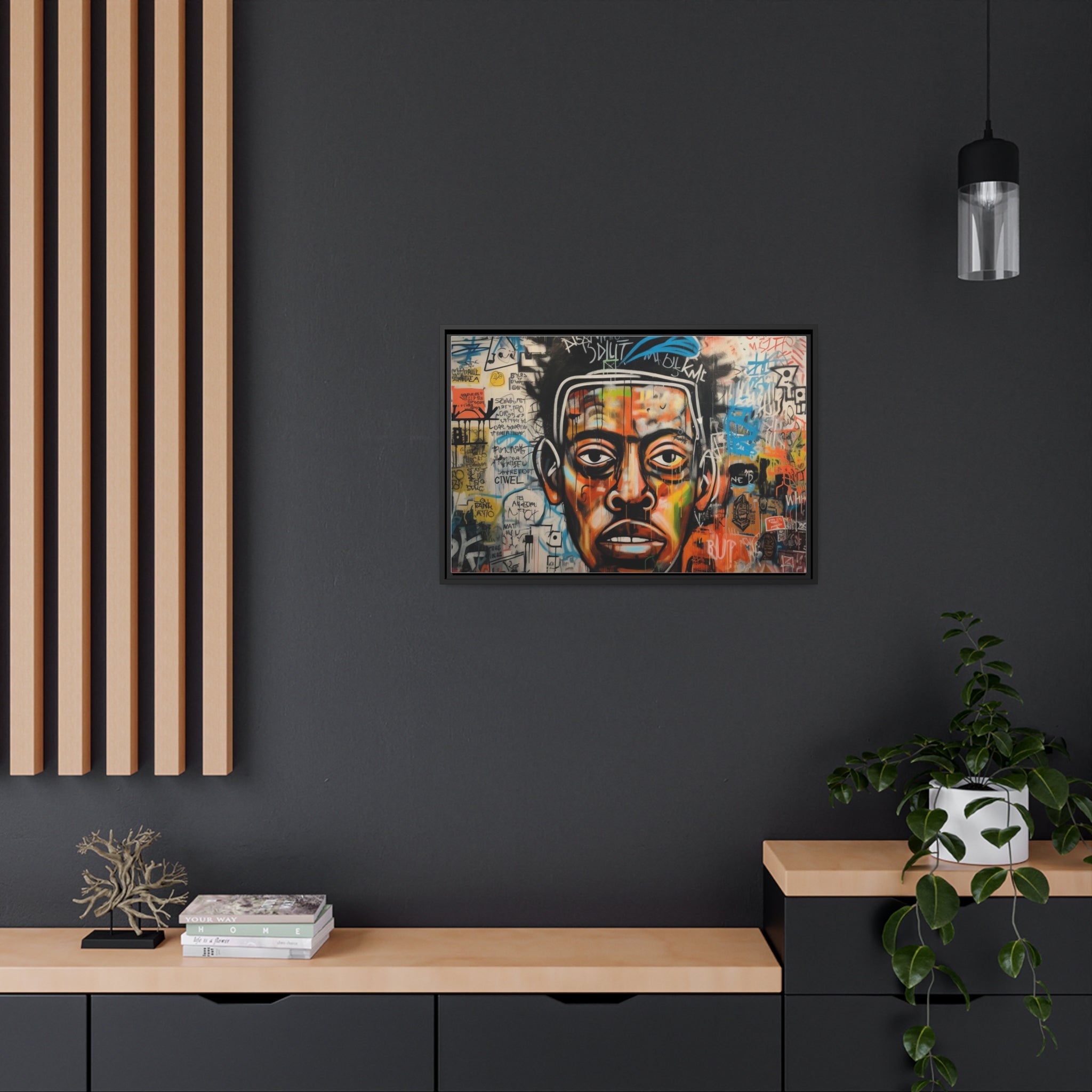 Wall Art Inspired by Jean Mic Matte Canvas, Black Frame