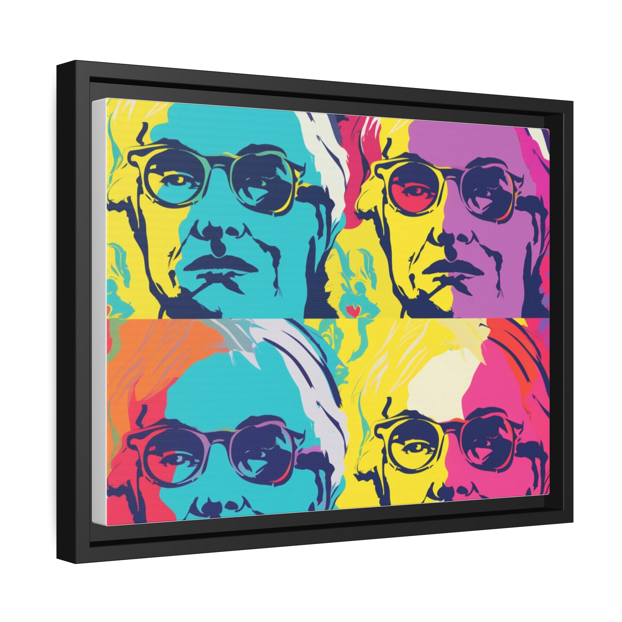 Pop Art Inspired by Andy B Matte Canvas, Black Frame