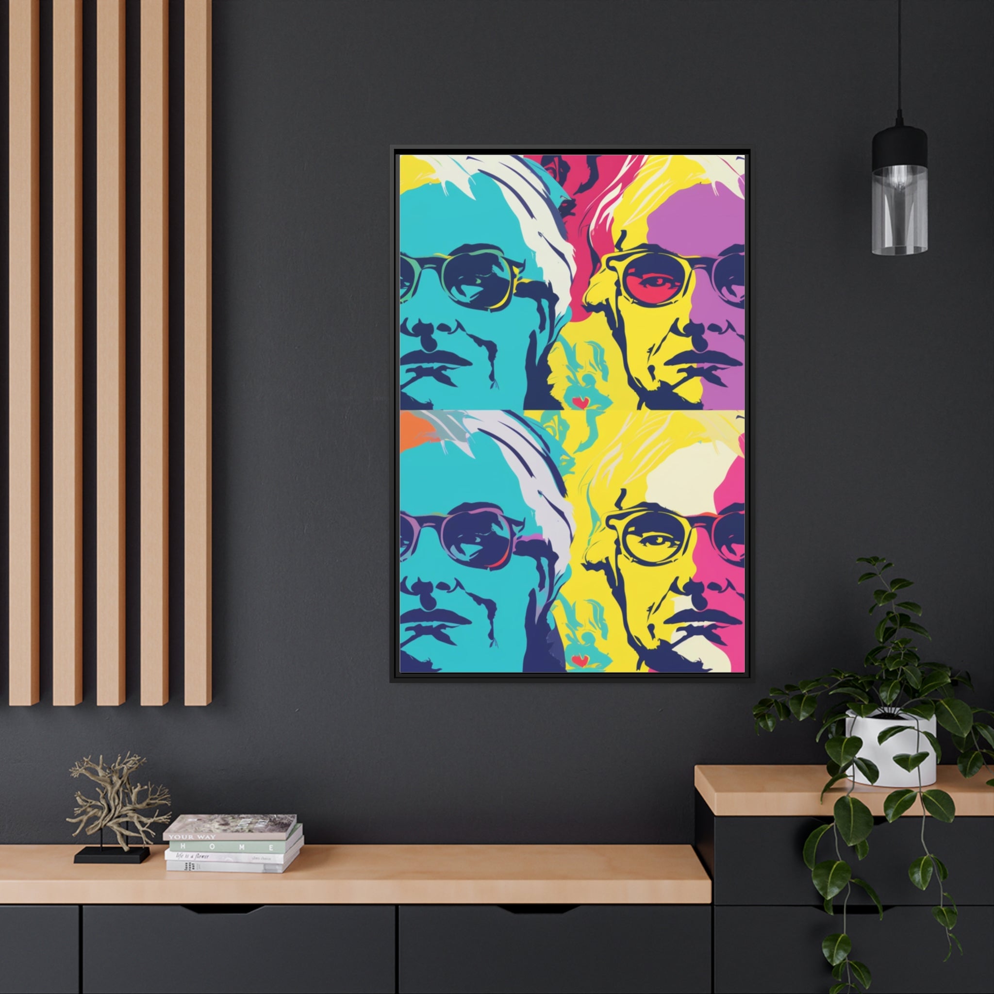 Pop Art Inspired by Andy B Matte Canvas, Black Frame