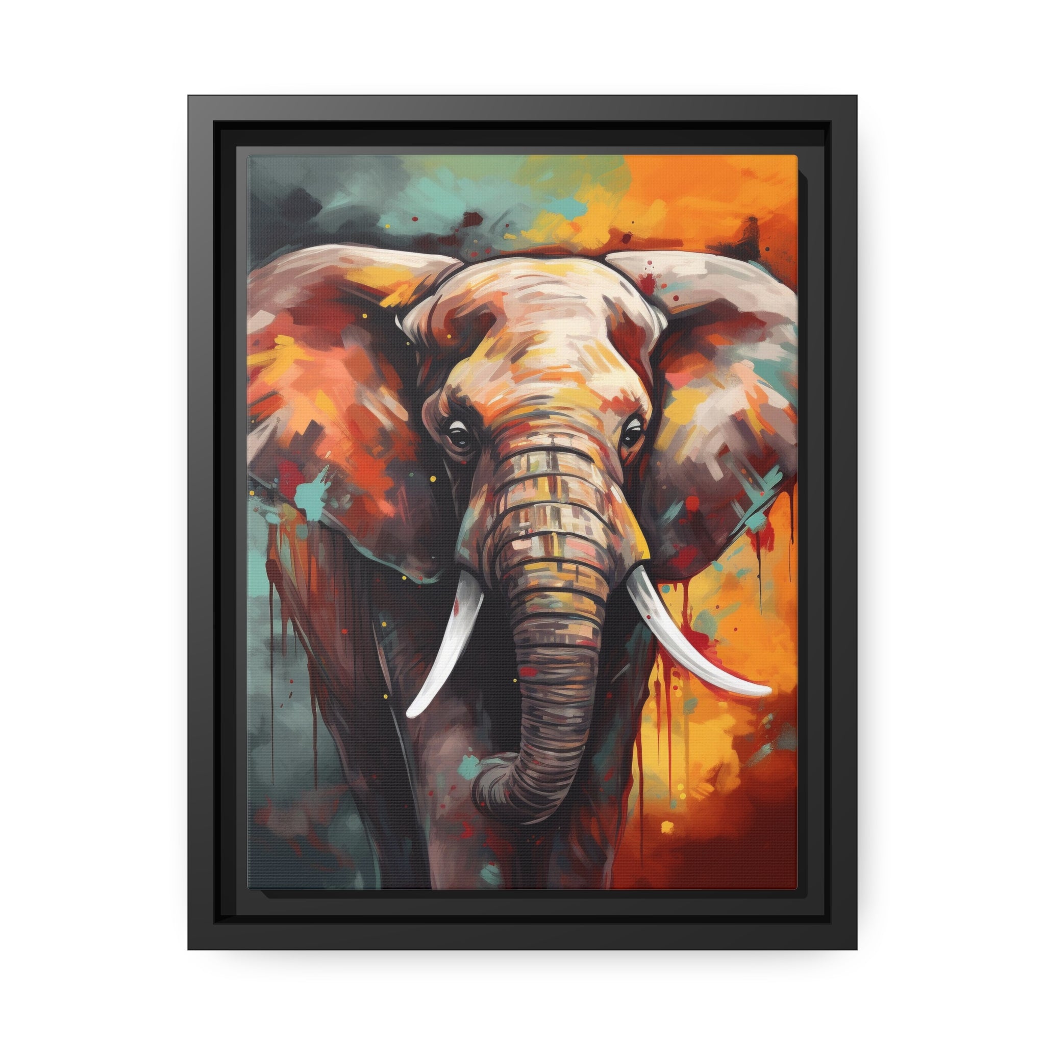 Majestic Elephant Matte Canvas, Black Frame - Noire Faire