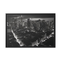 BW City Block Wall Art Matte Canvas, Black Frame