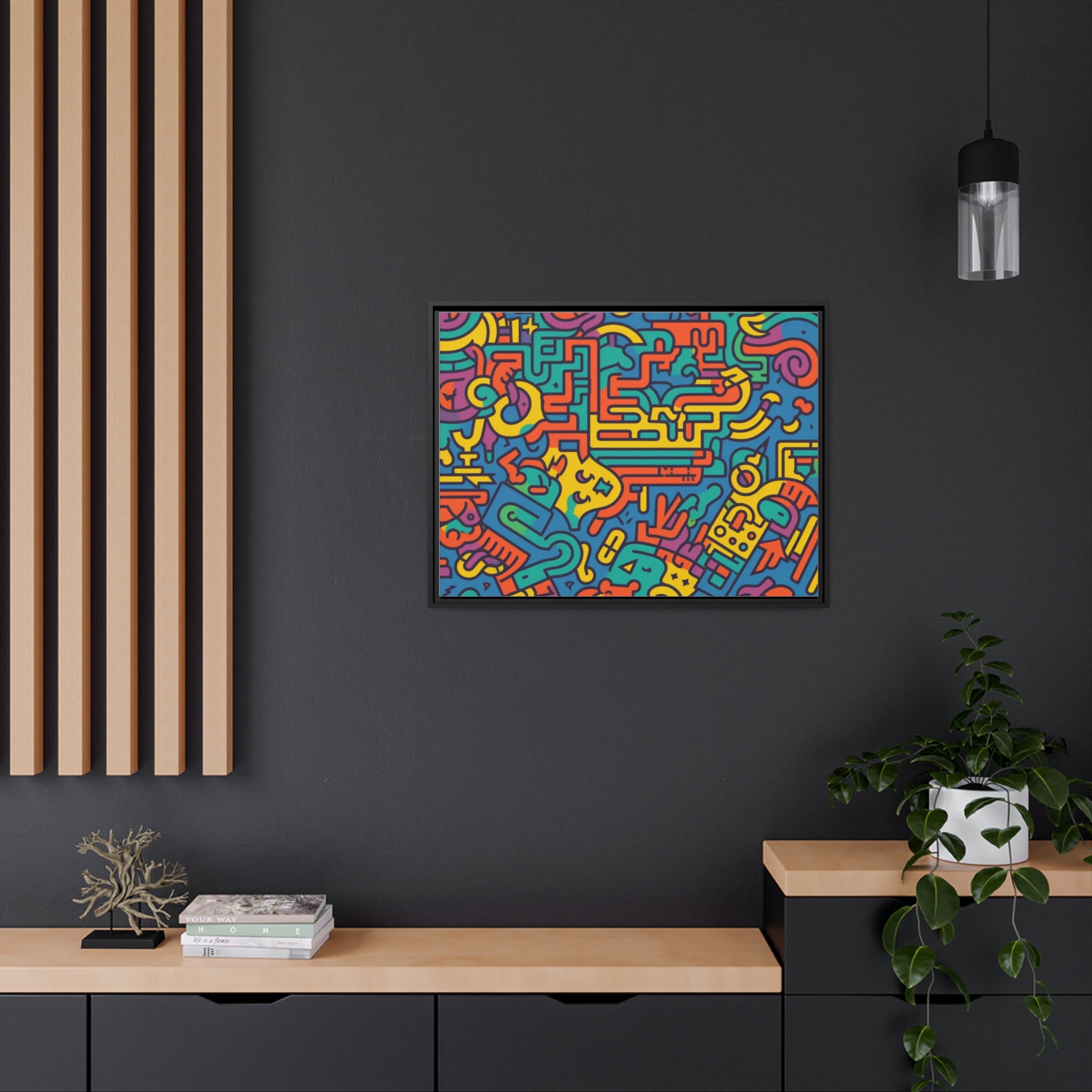 Pop Art Inspired by Keith C Matte Canvas, Black Frame