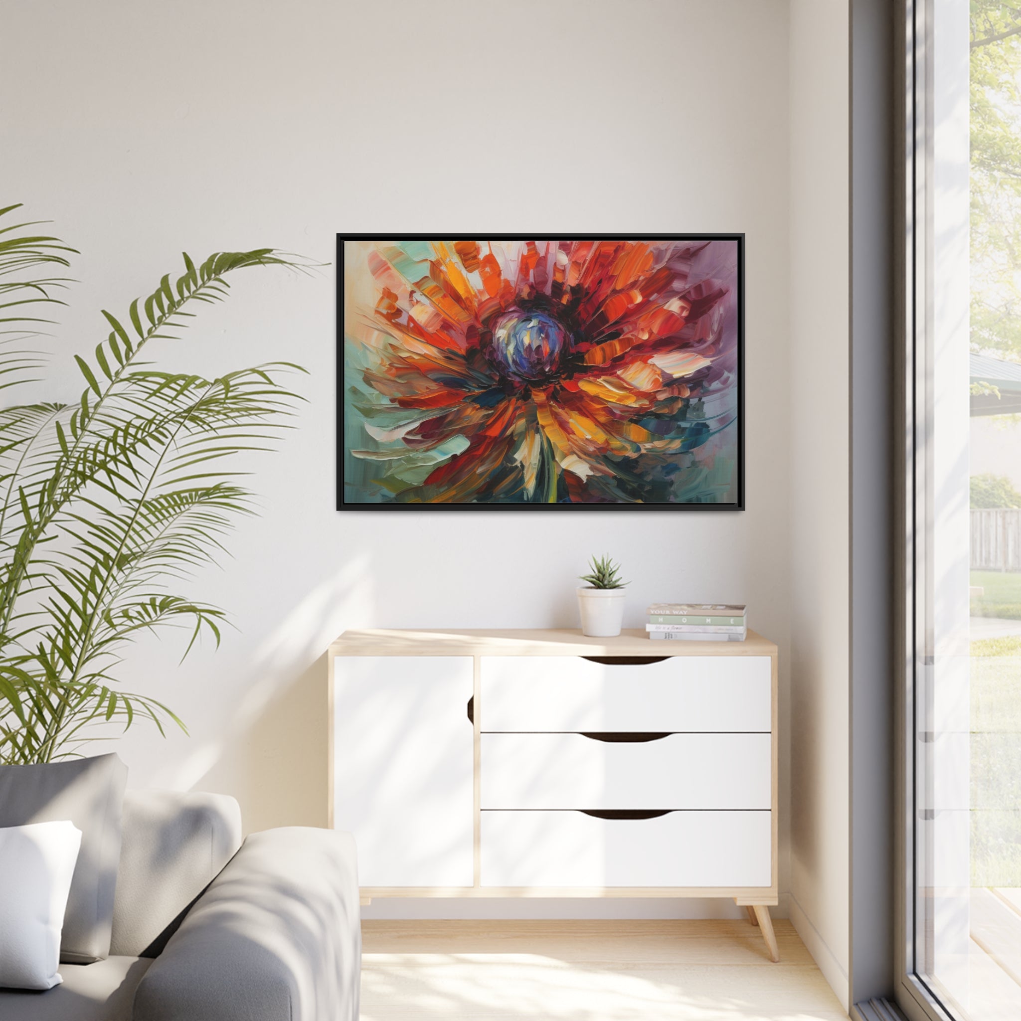 Modern Flora Matte Canvas, Black Frame