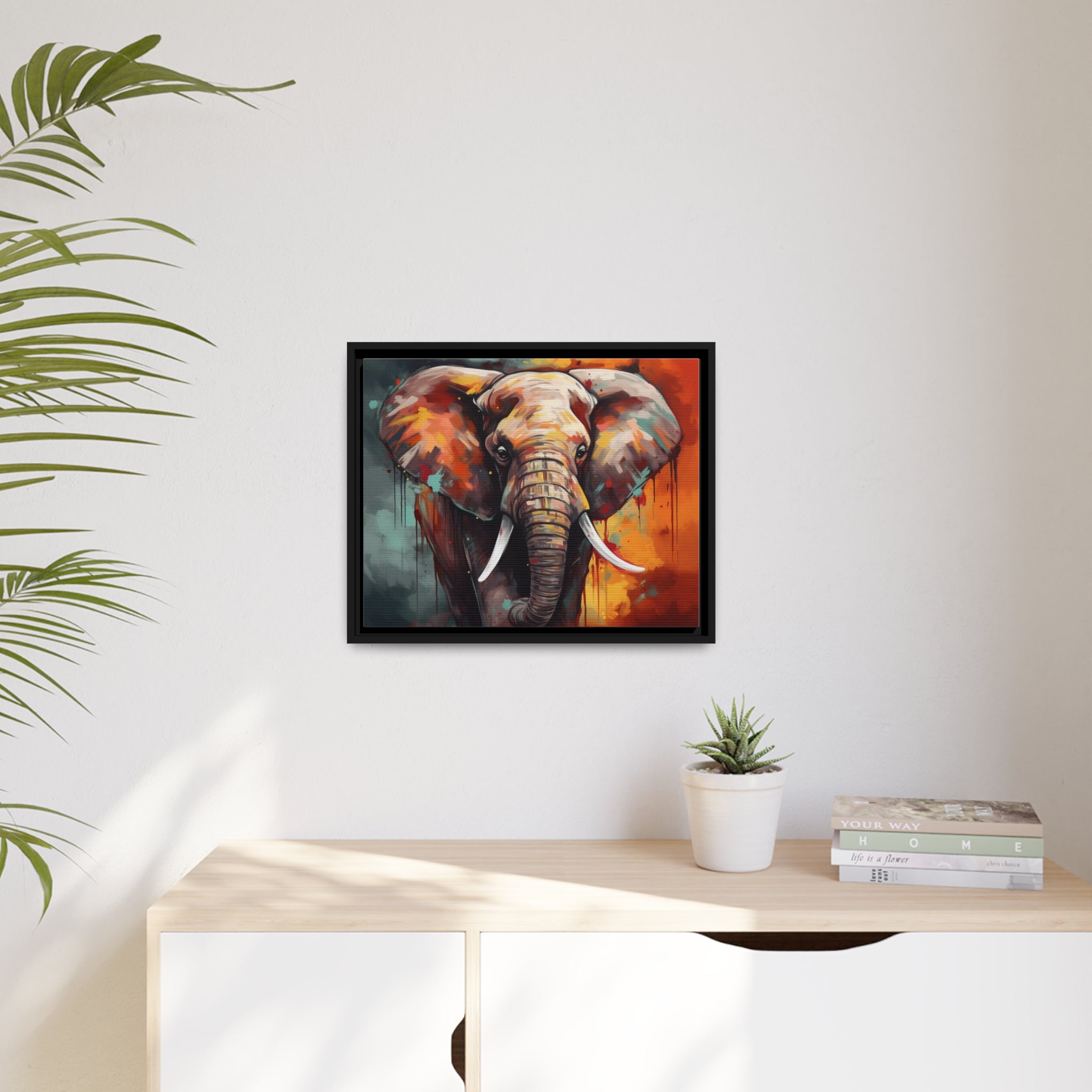 Majestic Elephant Matte Canvas, Black Frame - Noire Faire