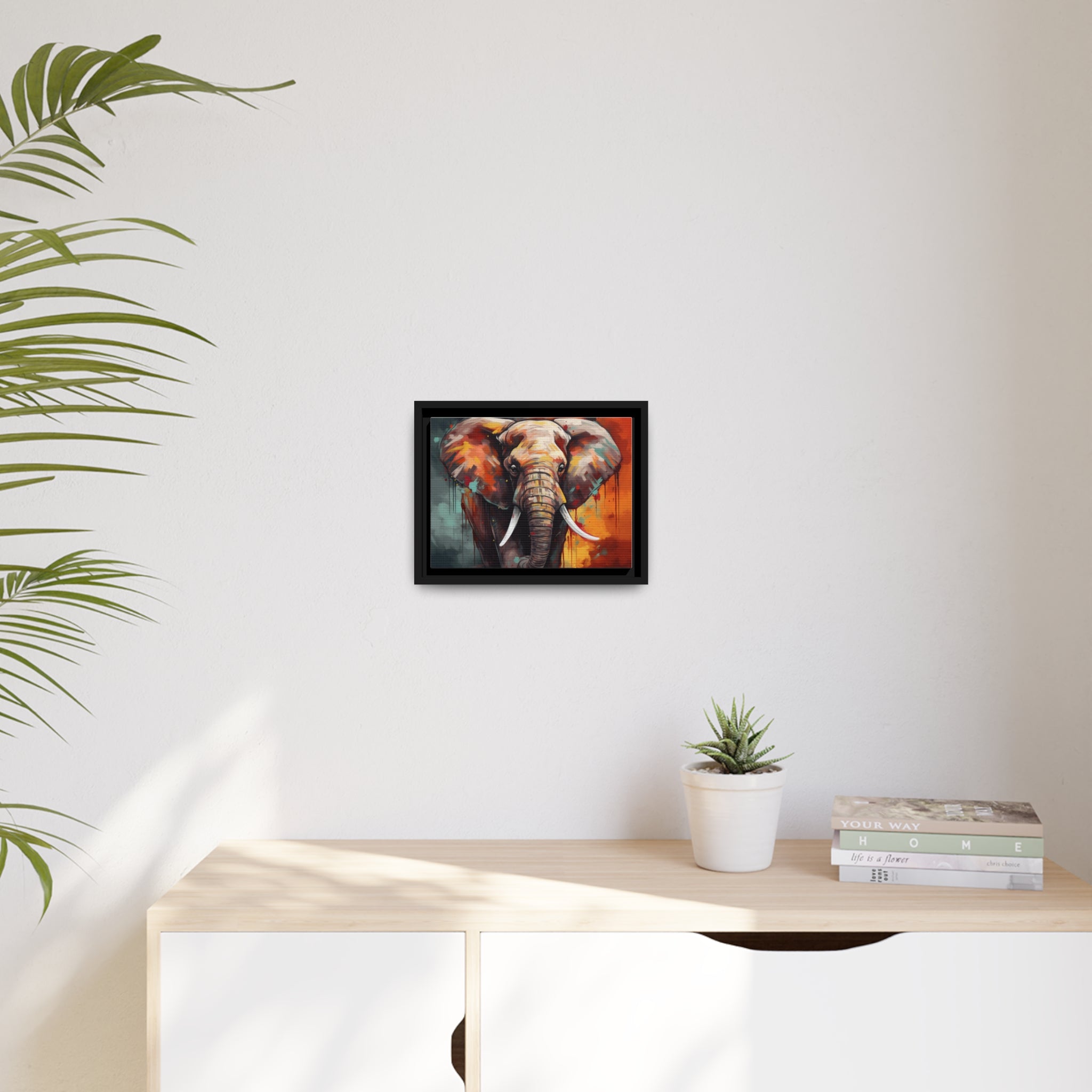 Majestic Elephant Matte Canvas, Black Frame - Noire Faire