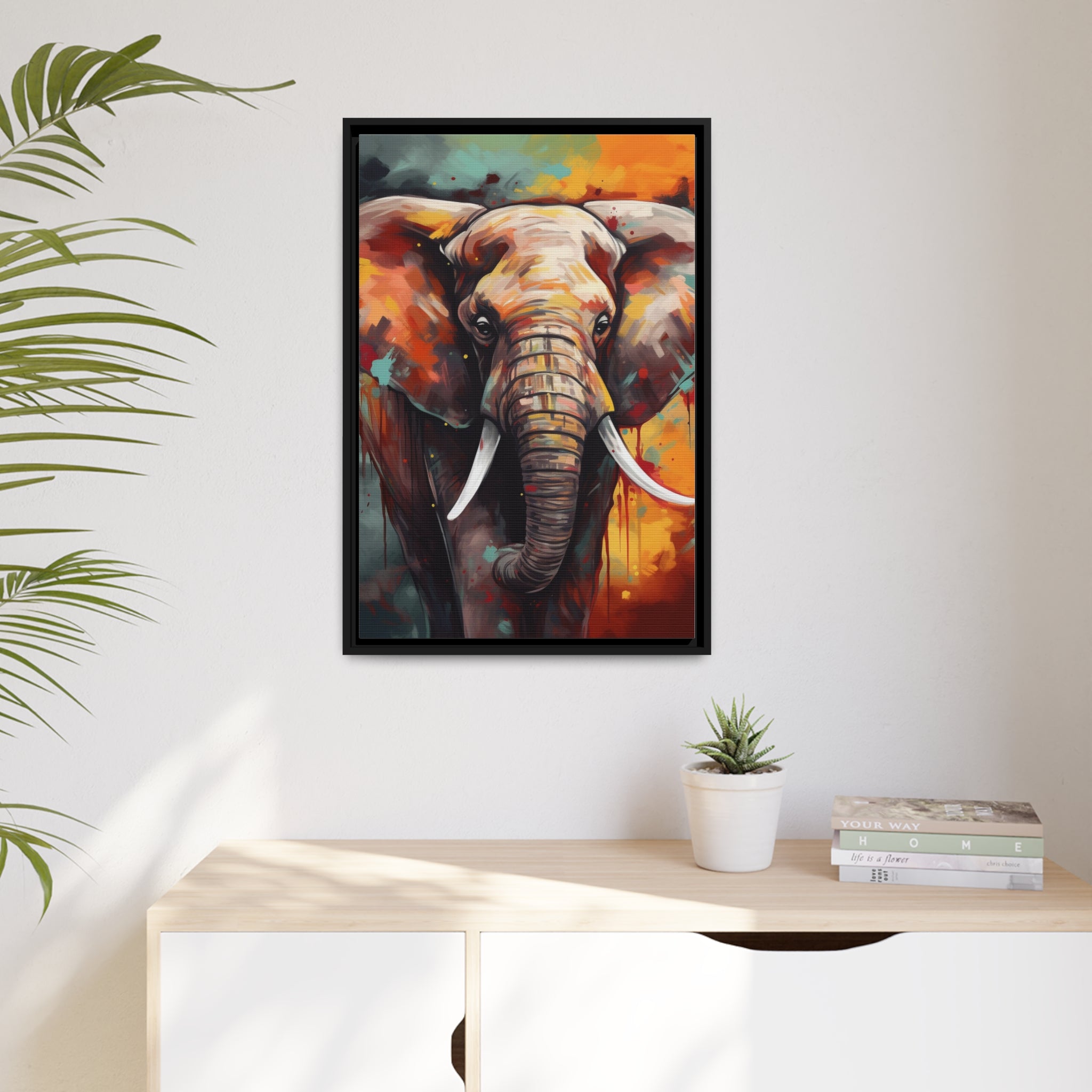 Majestic Elephant Matte Canvas, Black Frame - Noire Faire