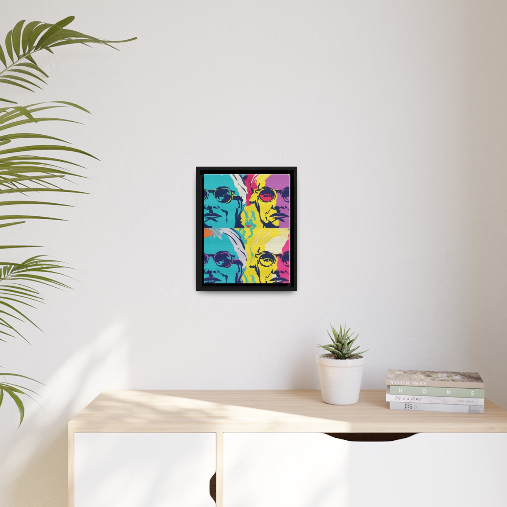 Pop Art Inspired by Andy B Matte Canvas, Black Frame