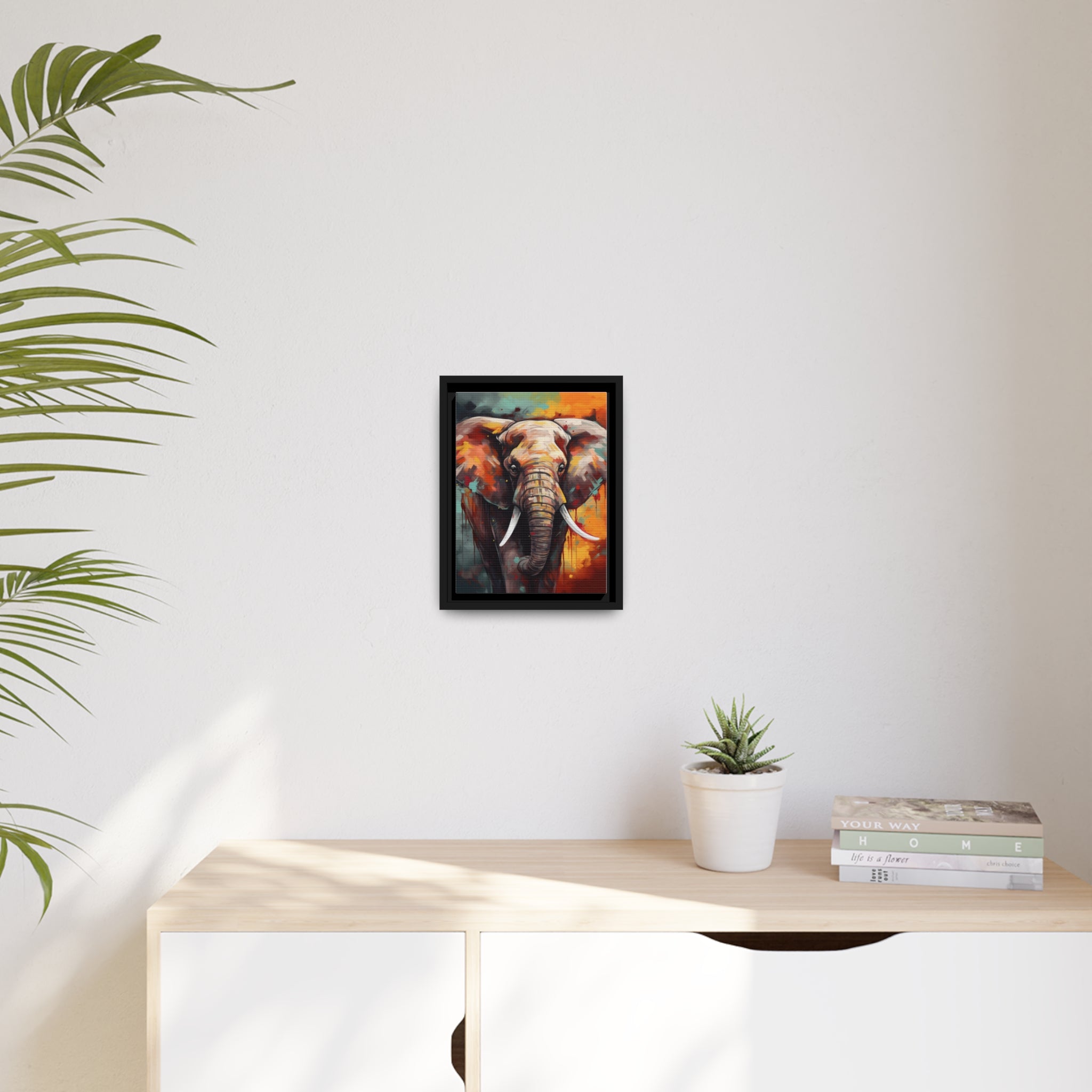 Majestic Elephant Matte Canvas, Black Frame - Noire Faire