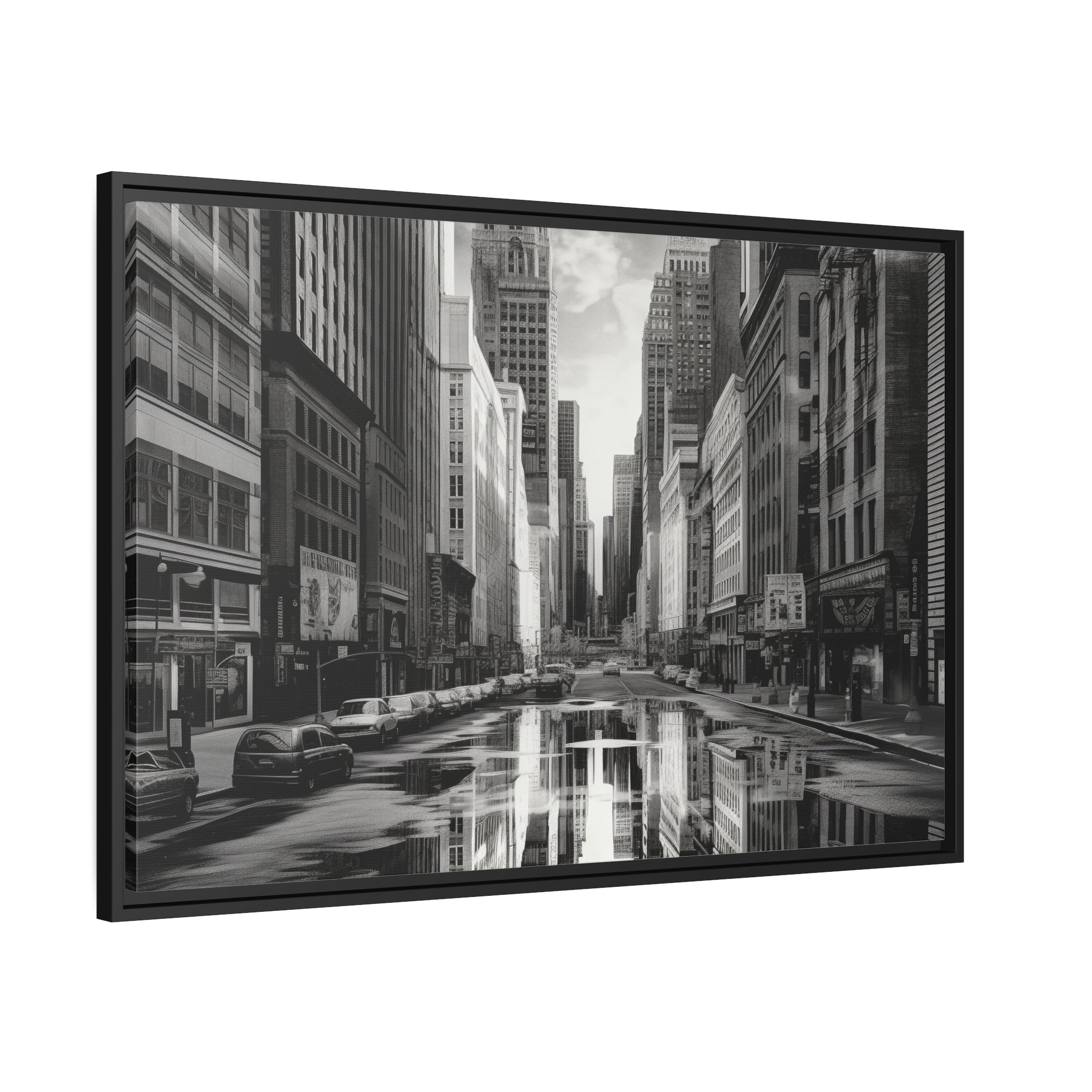 Cityscape II Matte Canvas, Black Frame