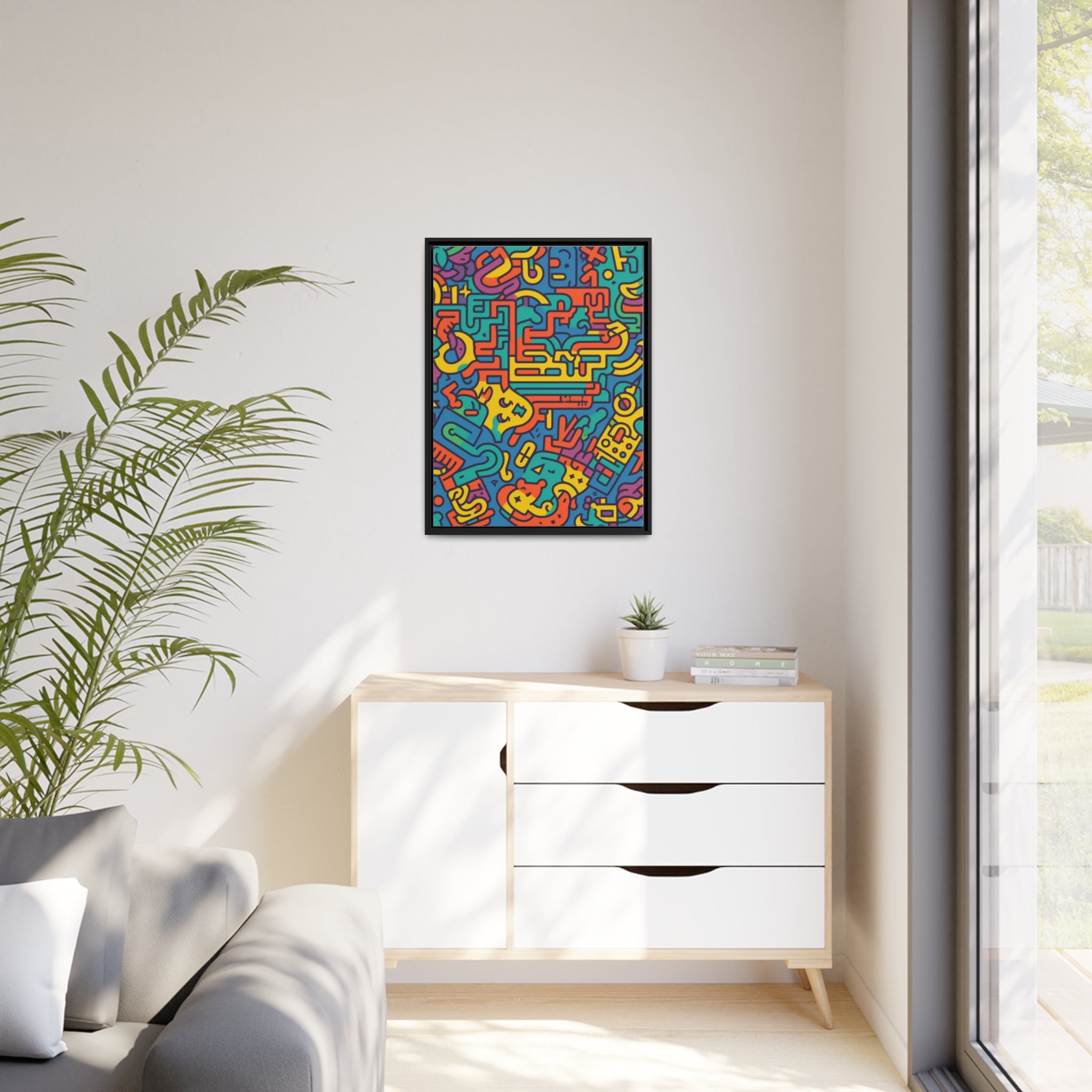 Pop Art Inspired by Keith C Matte Canvas, Black Frame