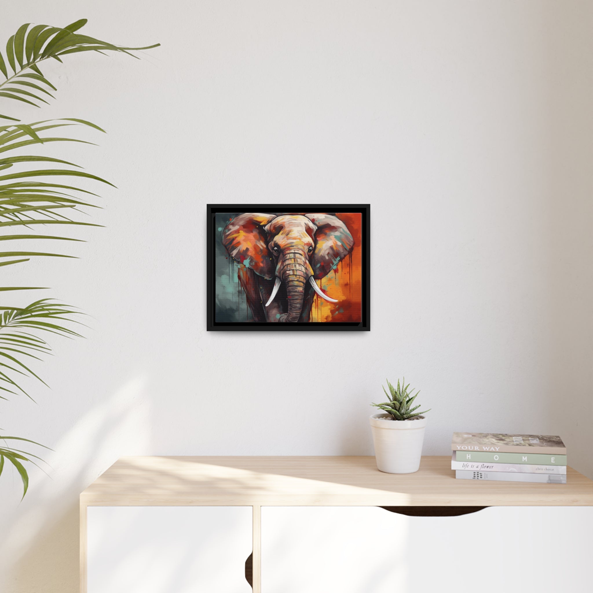 Majestic Elephant Matte Canvas, Black Frame - Noire Faire