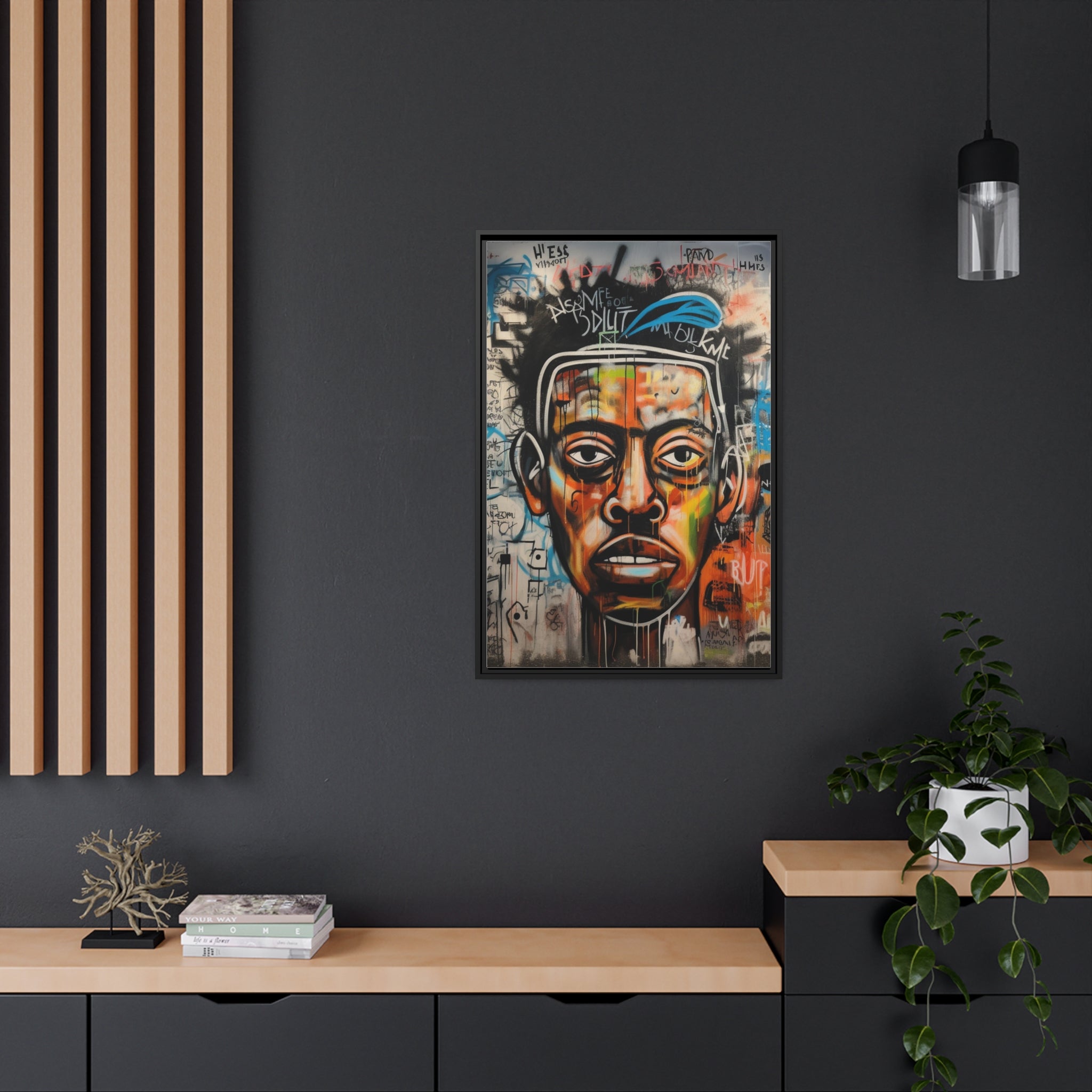 Wall Art Inspired by Jean Mic Matte Canvas, Black Frame