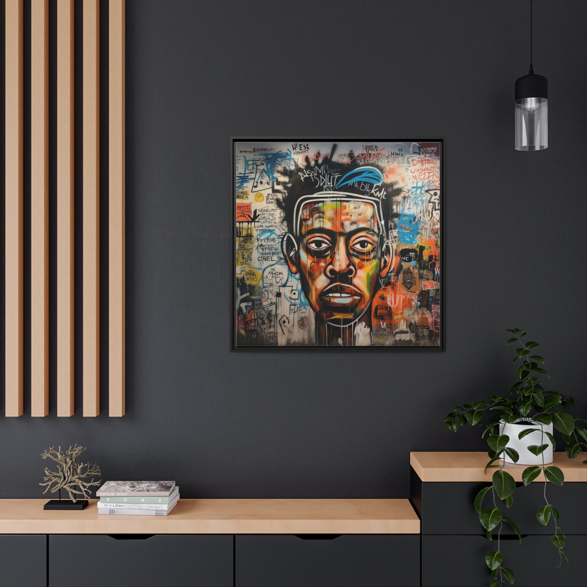 Wall Art Inspired by Jean Mic Matte Canvas, Black Frame