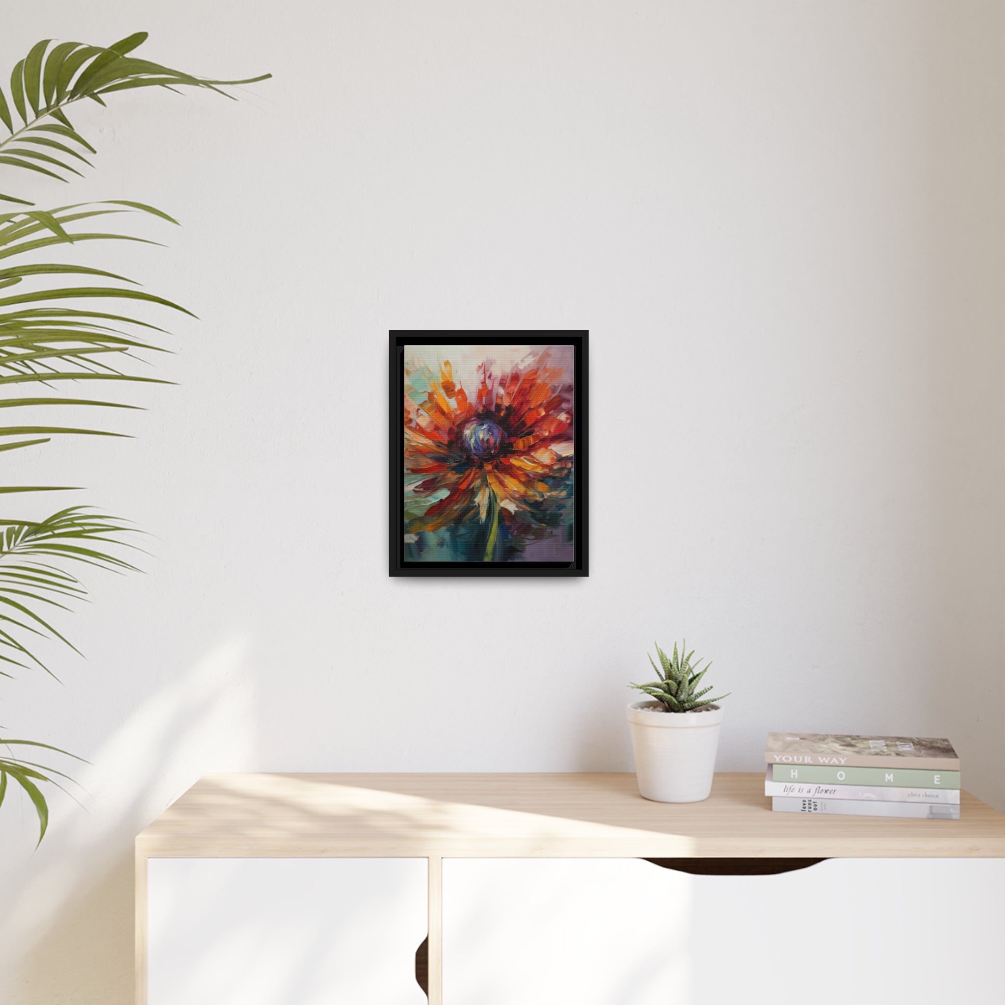 Modern Flora Matte Canvas, Black Frame