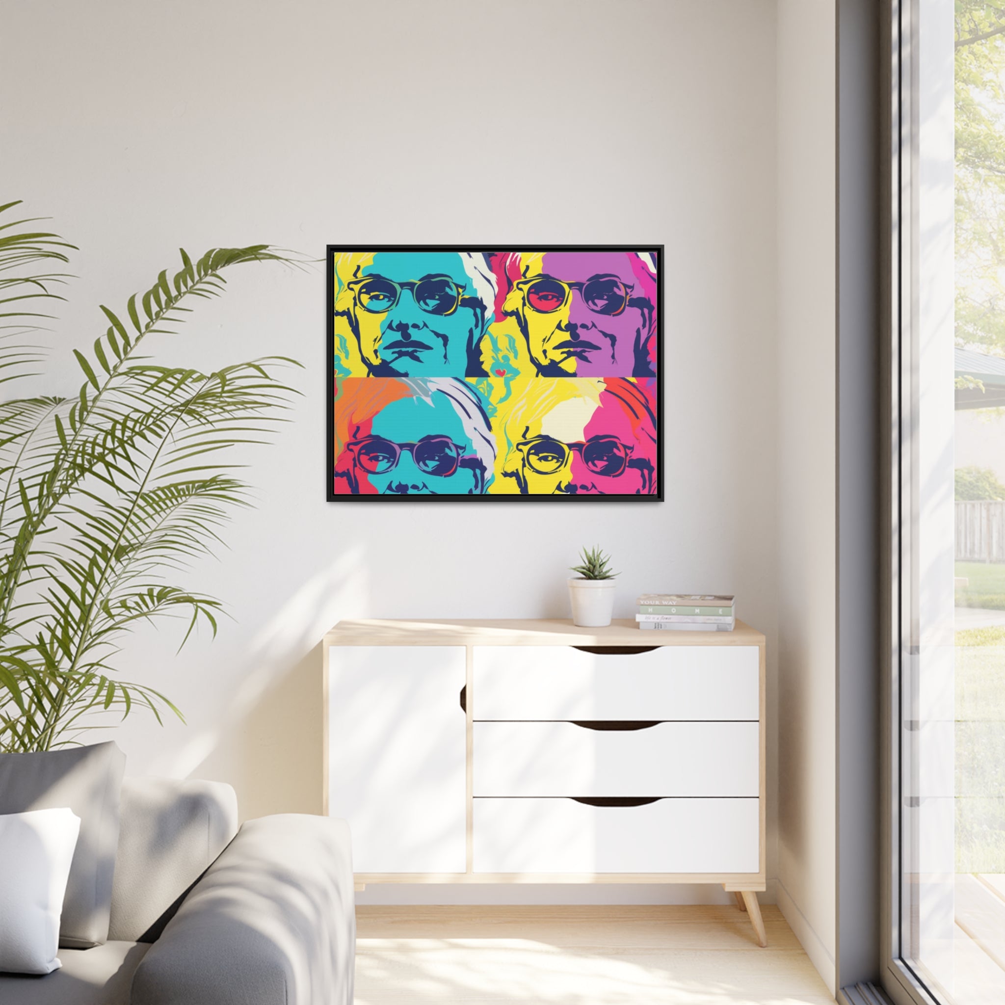 Pop Art Inspired by Andy B Matte Canvas, Black Frame