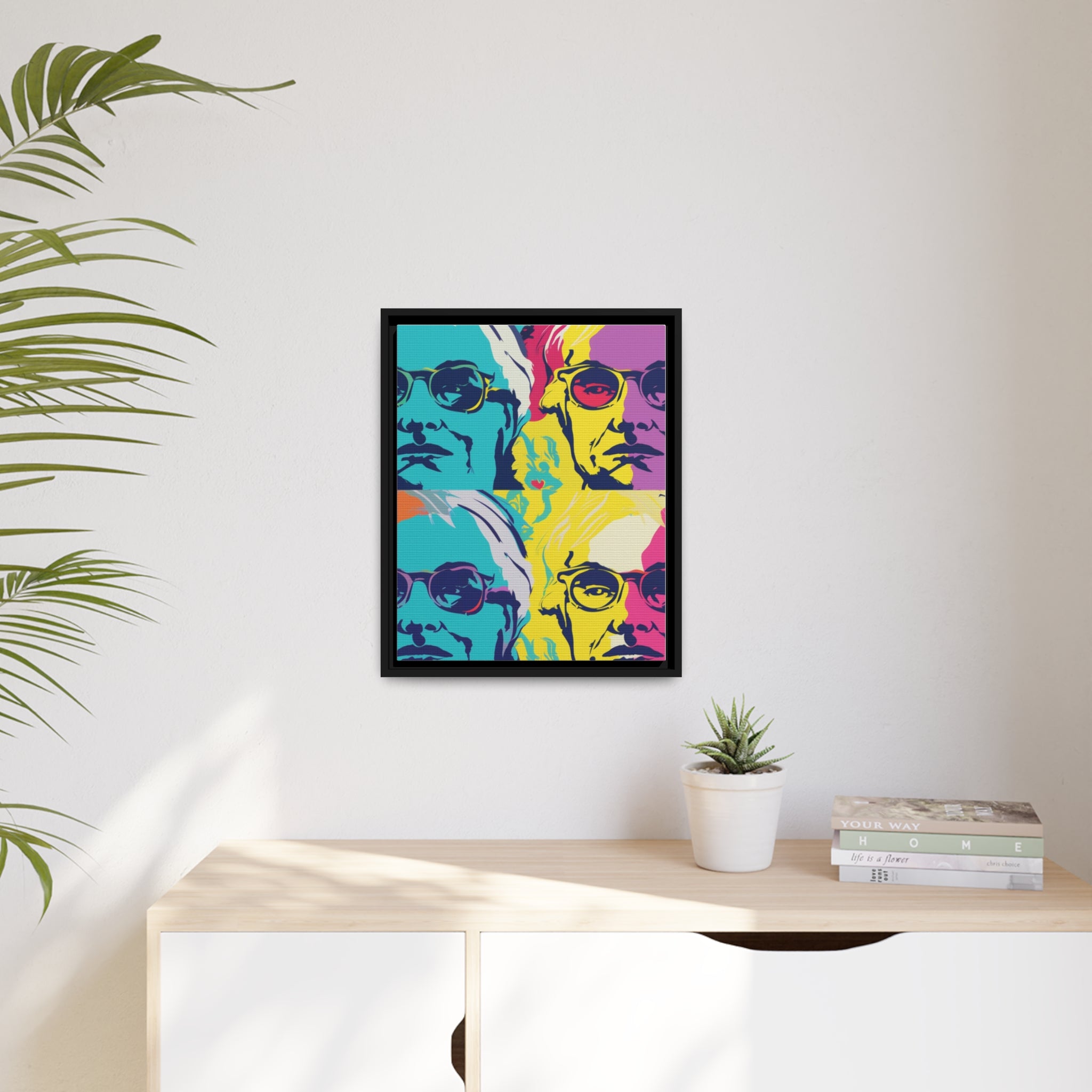 Pop Art Inspired by Andy B Matte Canvas, Black Frame