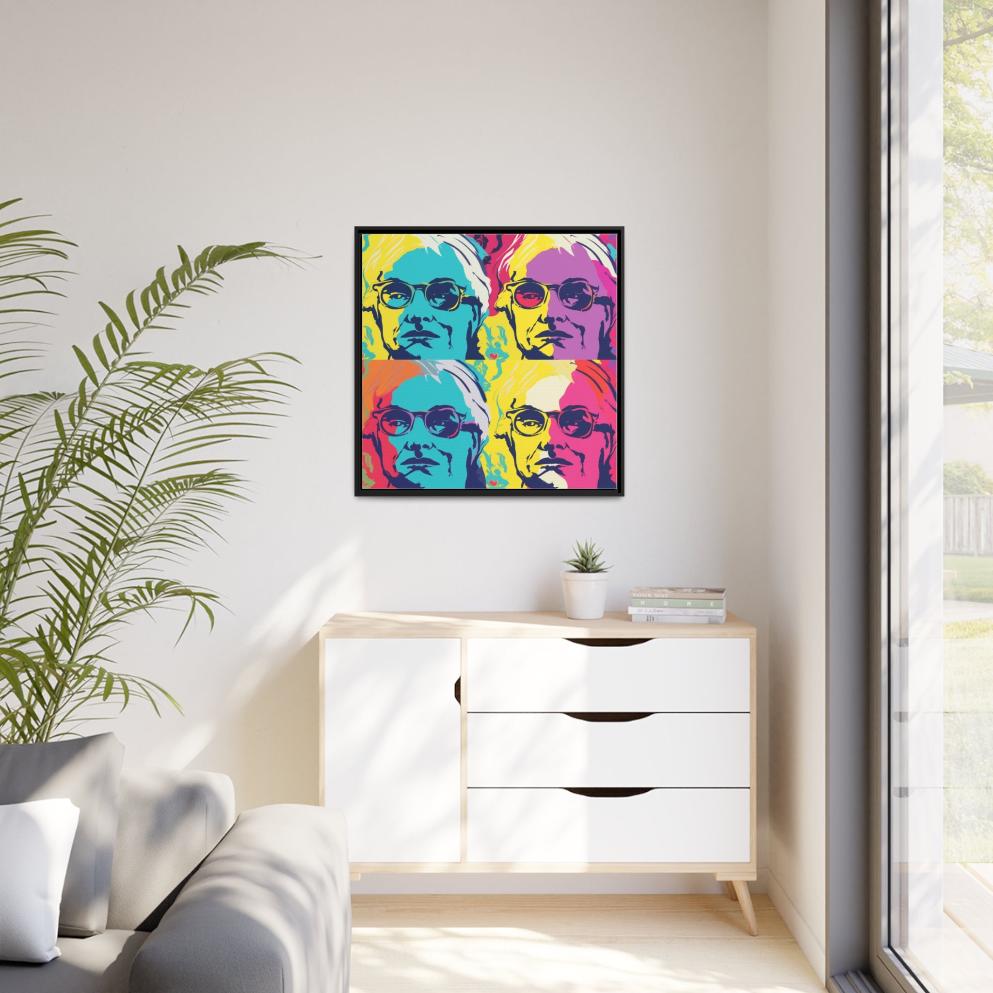 Pop Art Inspired by Andy B Matte Canvas, Black Frame