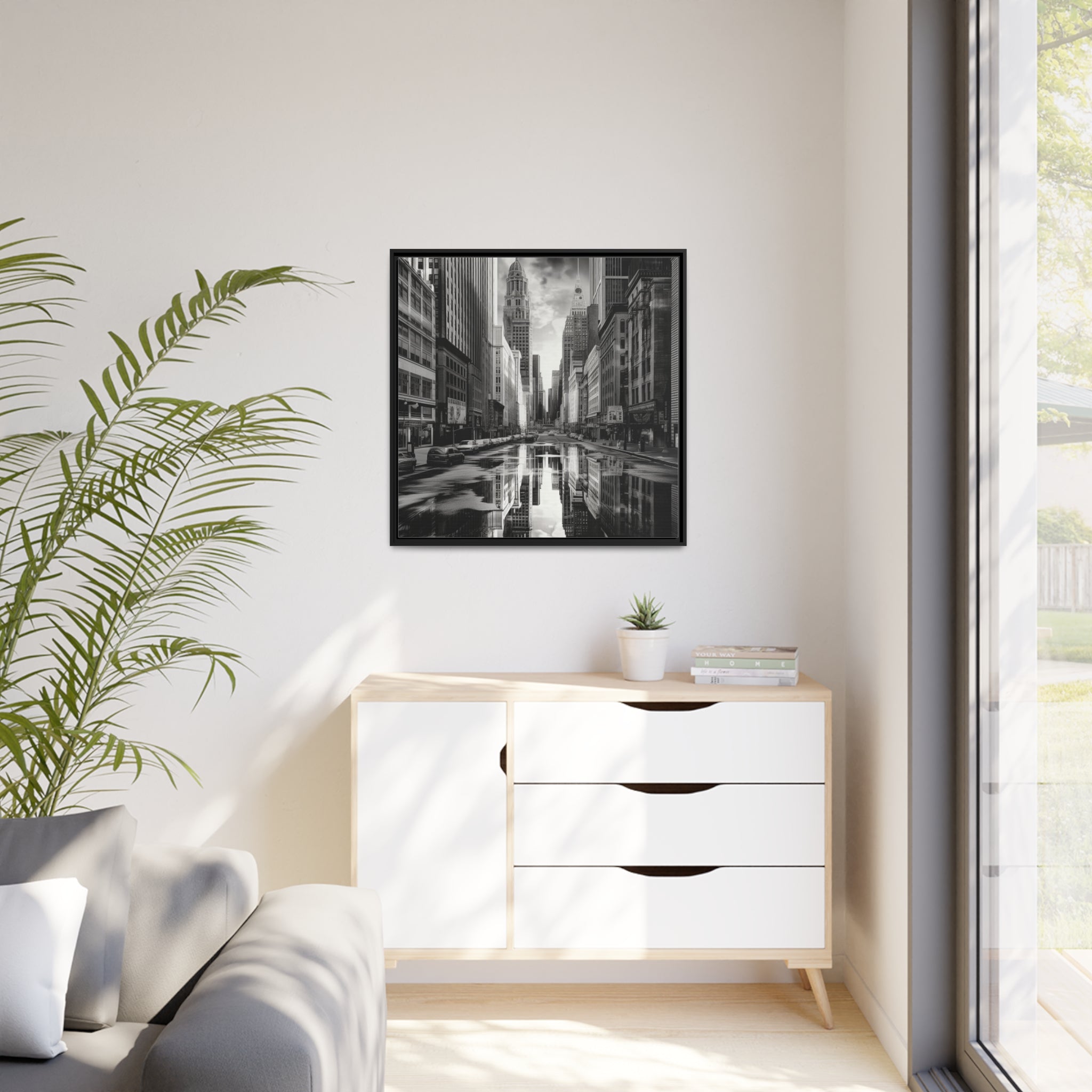 Cityscape II Matte Canvas, Black Frame