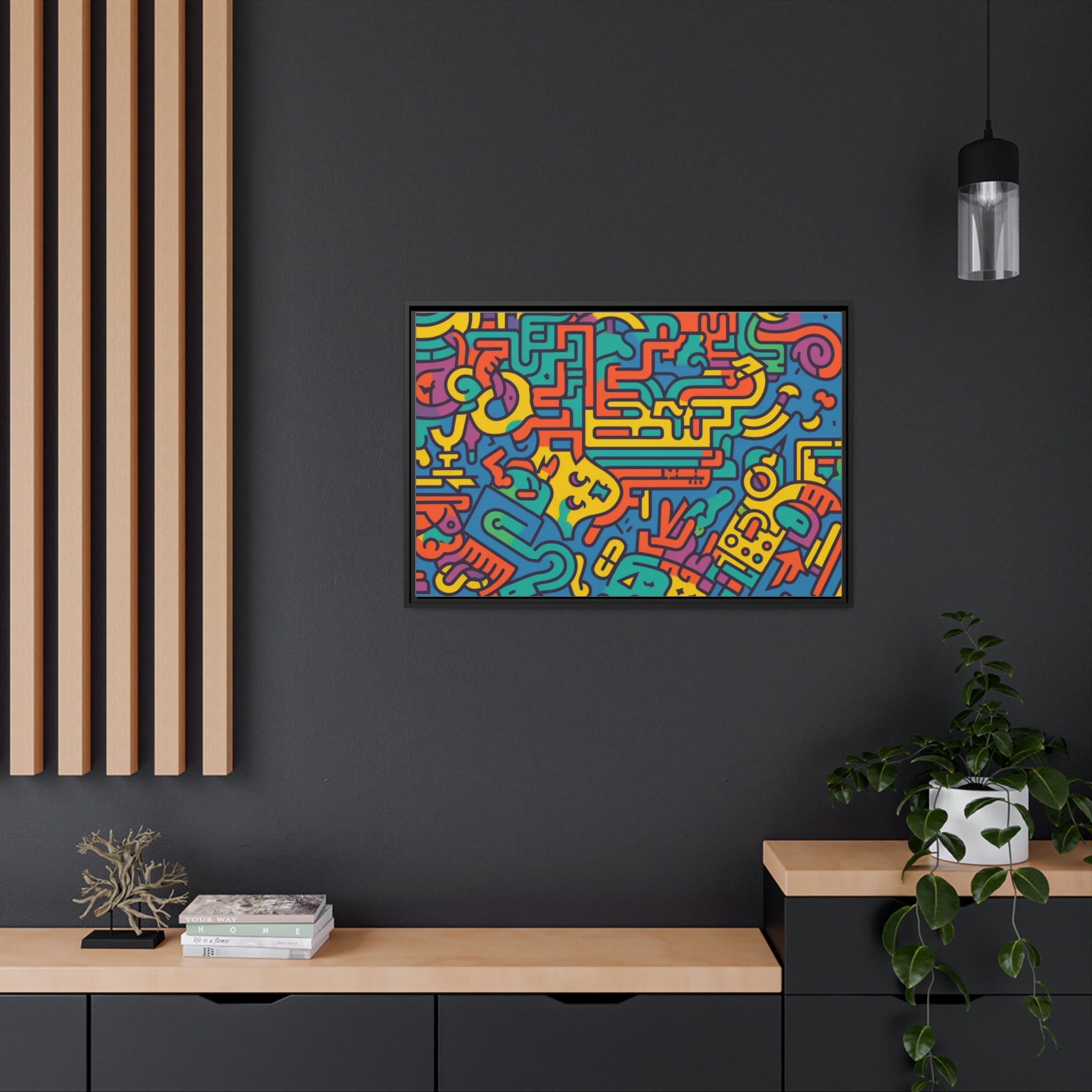 Pop Art Inspired by Keith C Matte Canvas, Black Frame