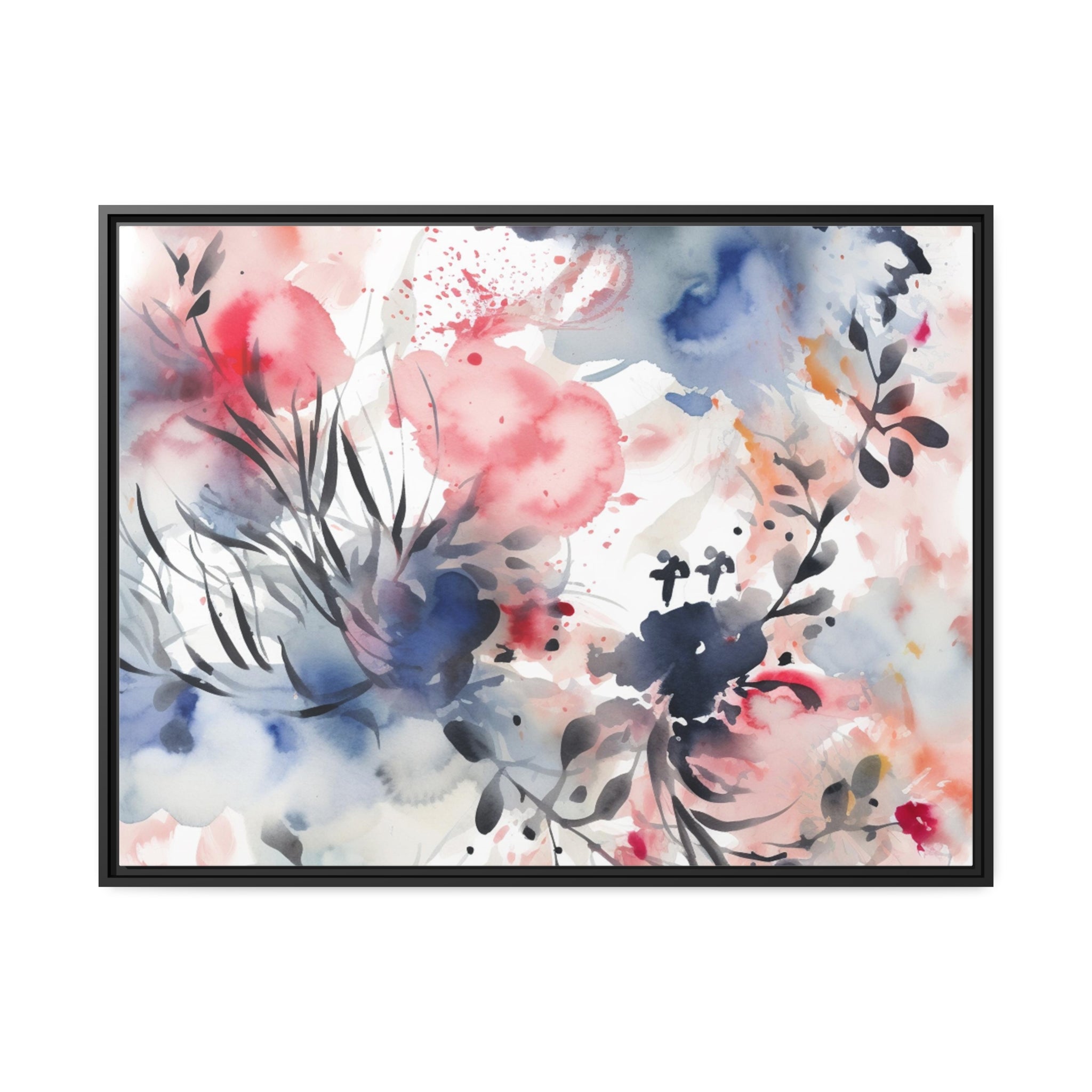 Japanese Flora II Matte Canvas, Black Frame