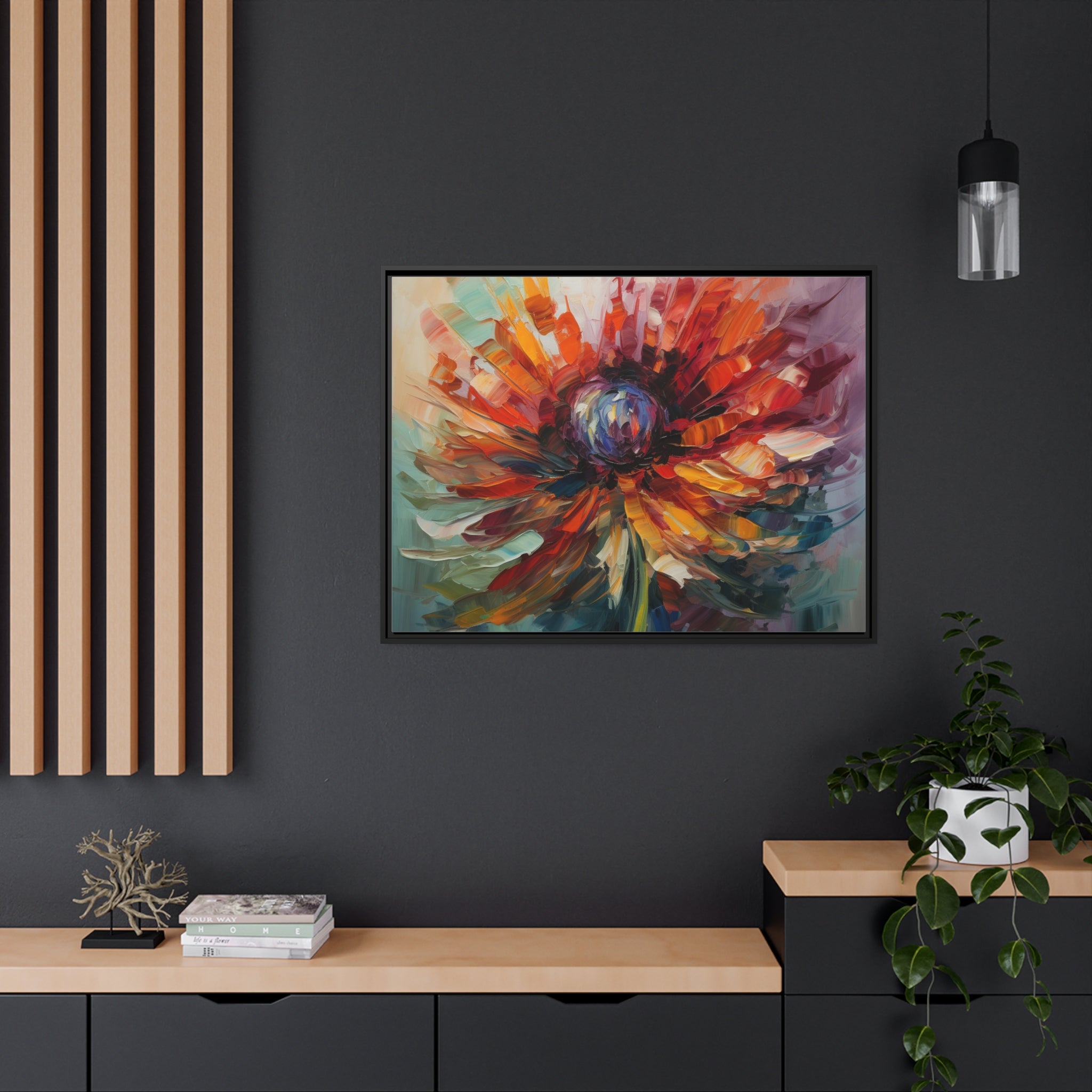 Modern Flora Matte Canvas, Black Frame