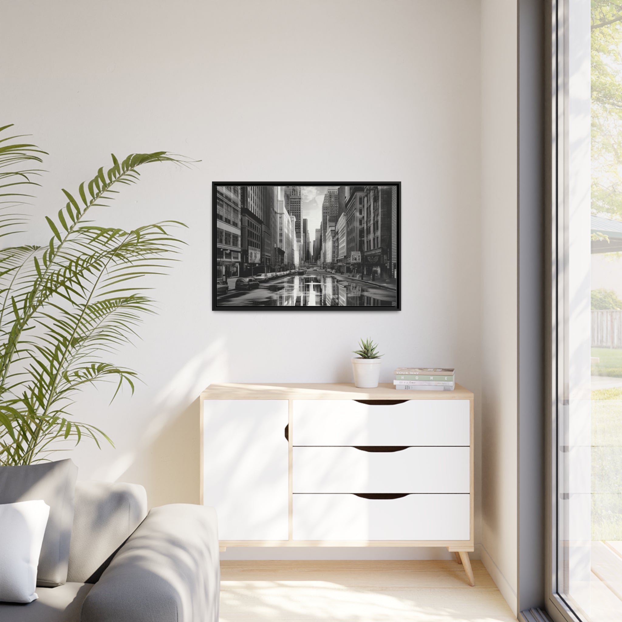 Cityscape II Matte Canvas, Black Frame