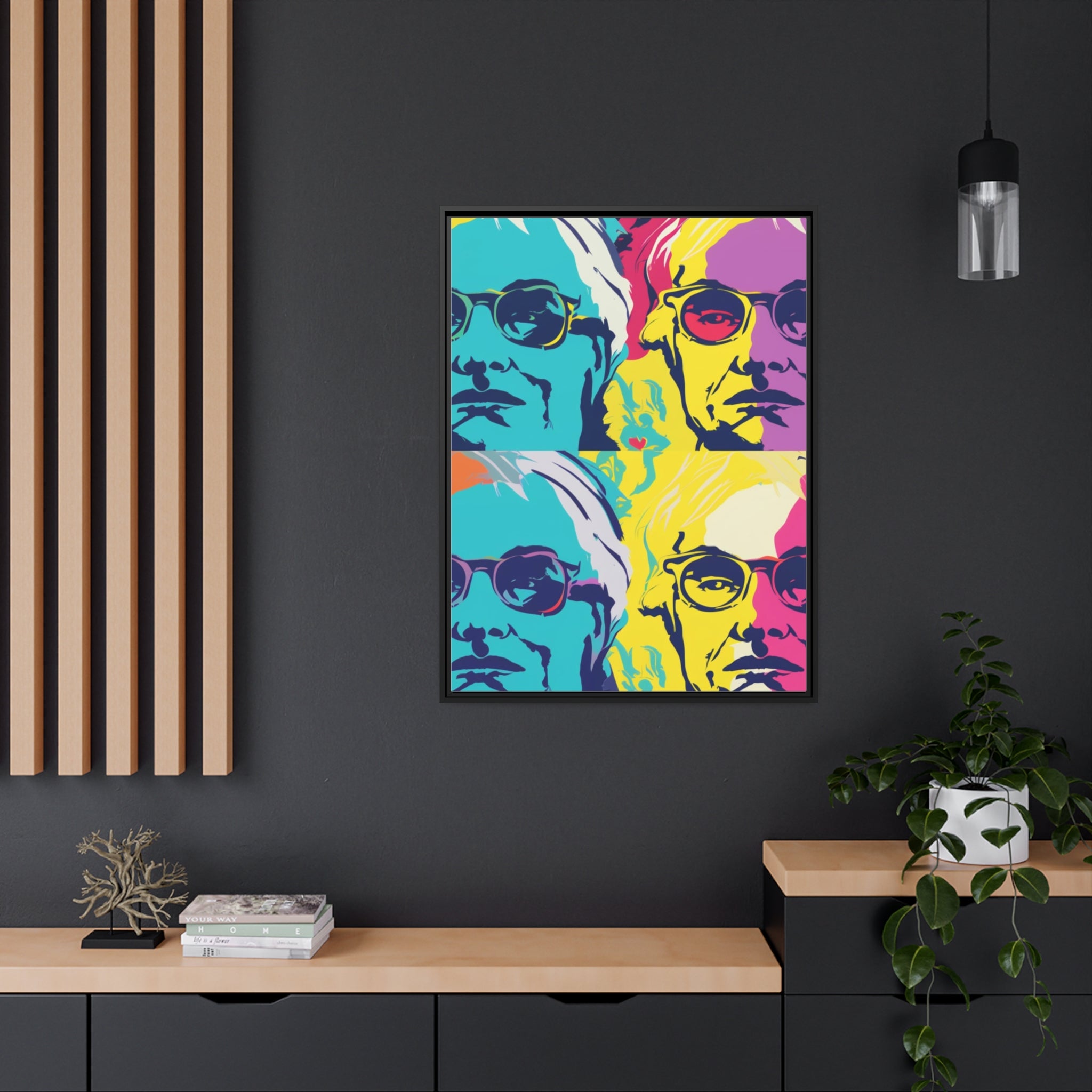 Pop Art Inspired by Andy B Matte Canvas, Black Frame