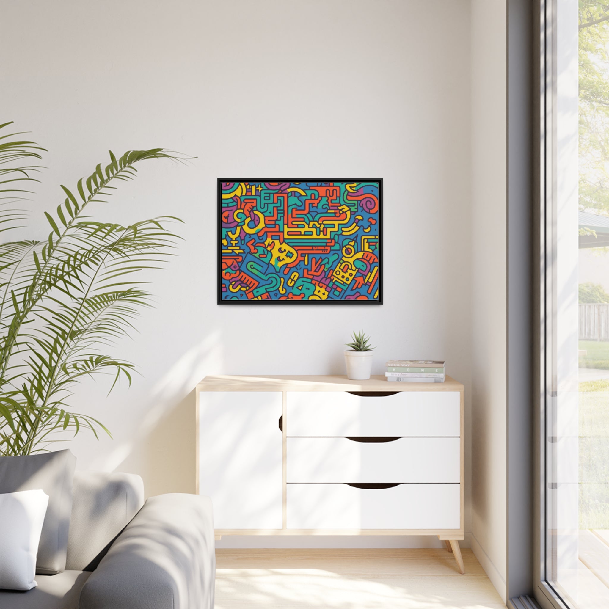 Pop Art Inspired by Keith C Matte Canvas, Black Frame