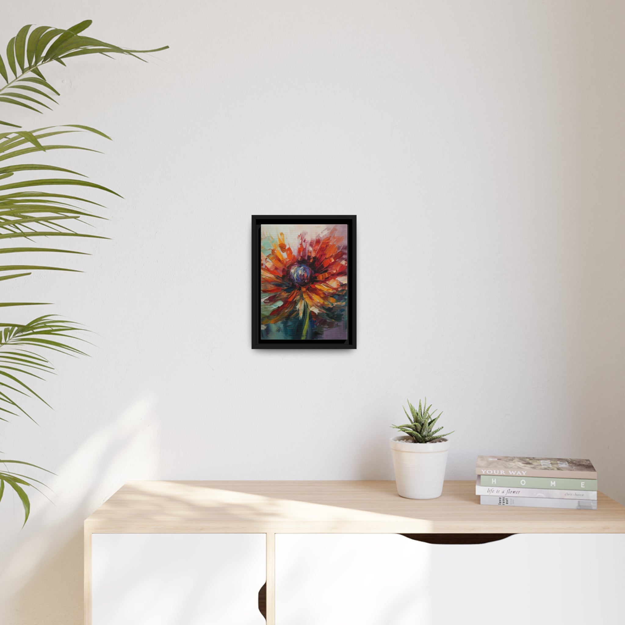 Modern Flora Matte Canvas, Black Frame