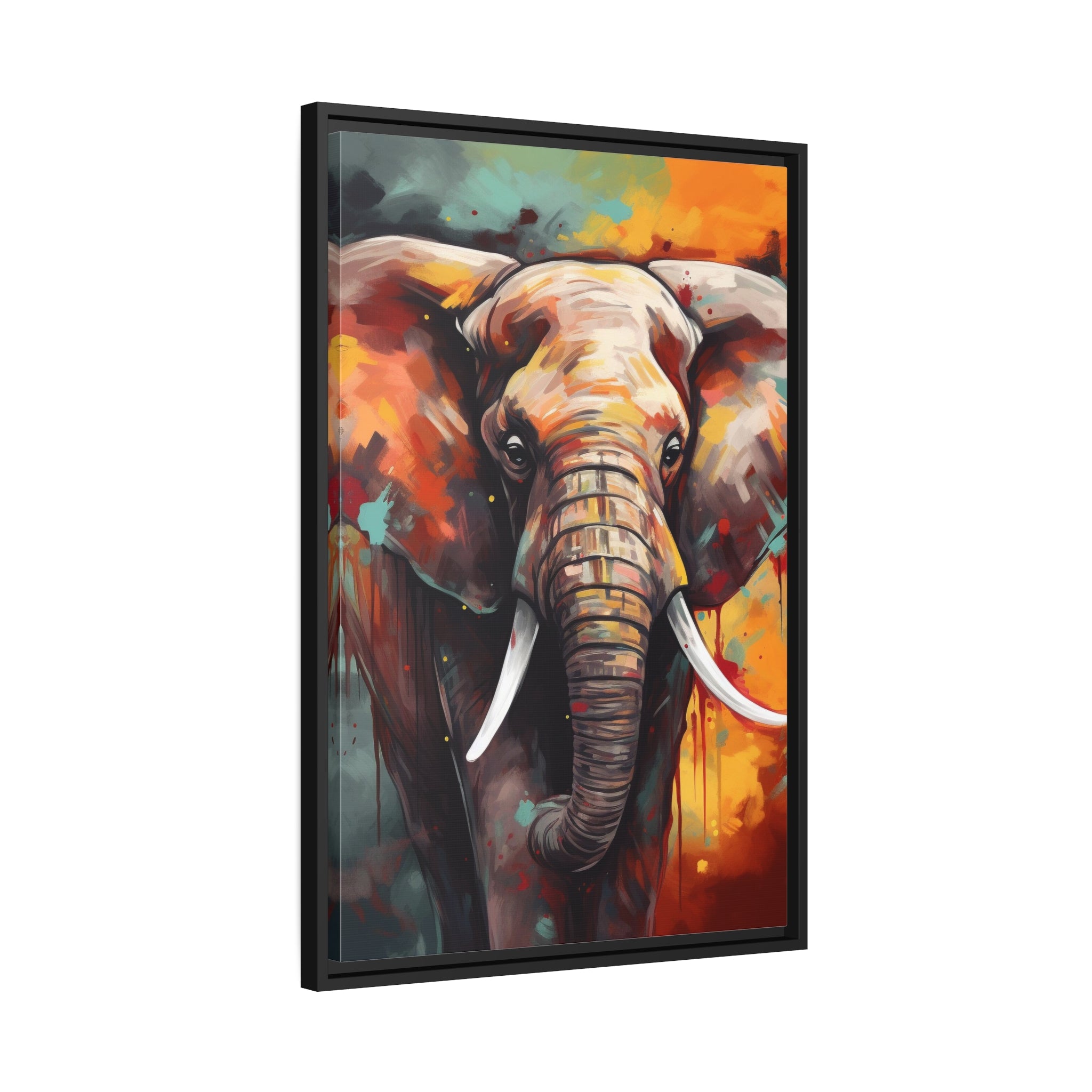 Majestic Elephant Matte Canvas, Black Frame - Noire Faire