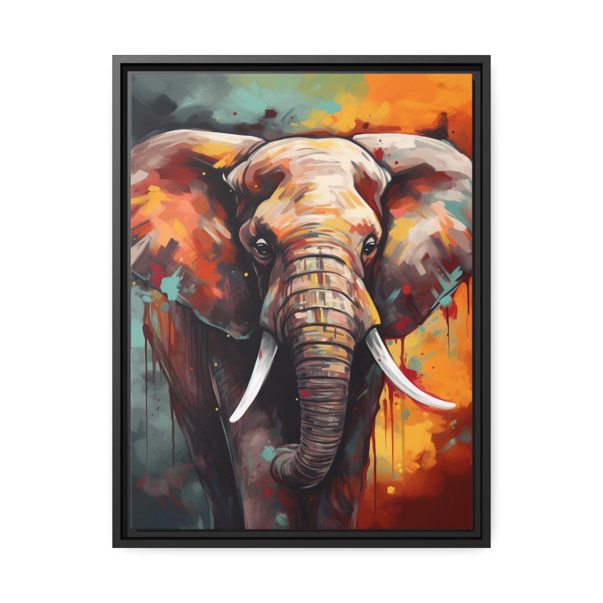 Majestic Elephant Matte Canvas, Black Frame - Noire Faire