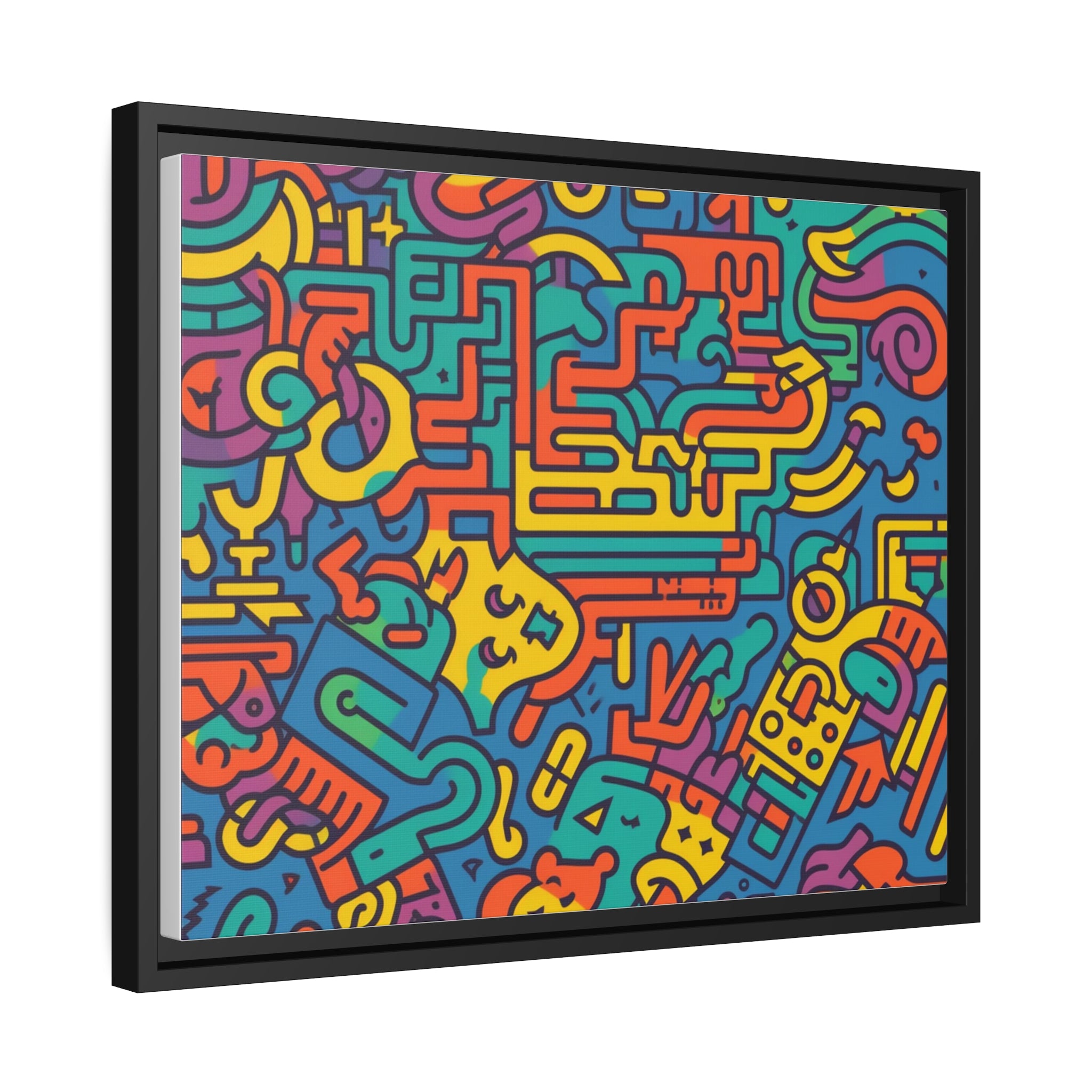 Pop Art Inspired by Keith C Matte Canvas, Black Frame