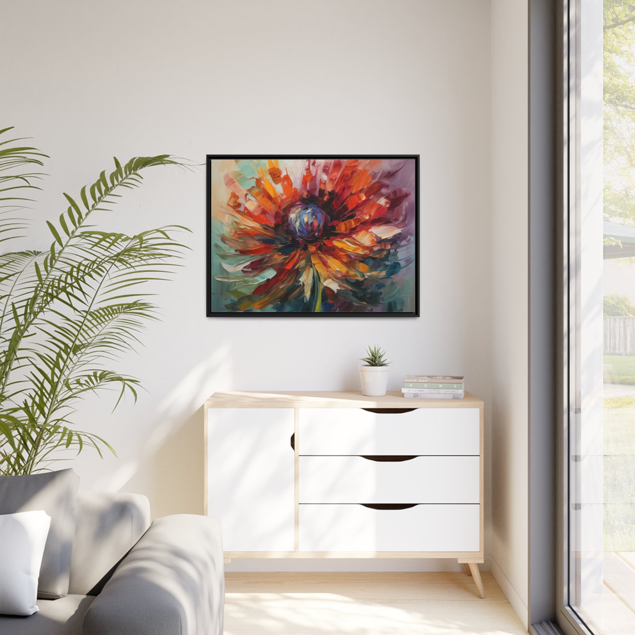 Modern Flora Matte Canvas, Black Frame