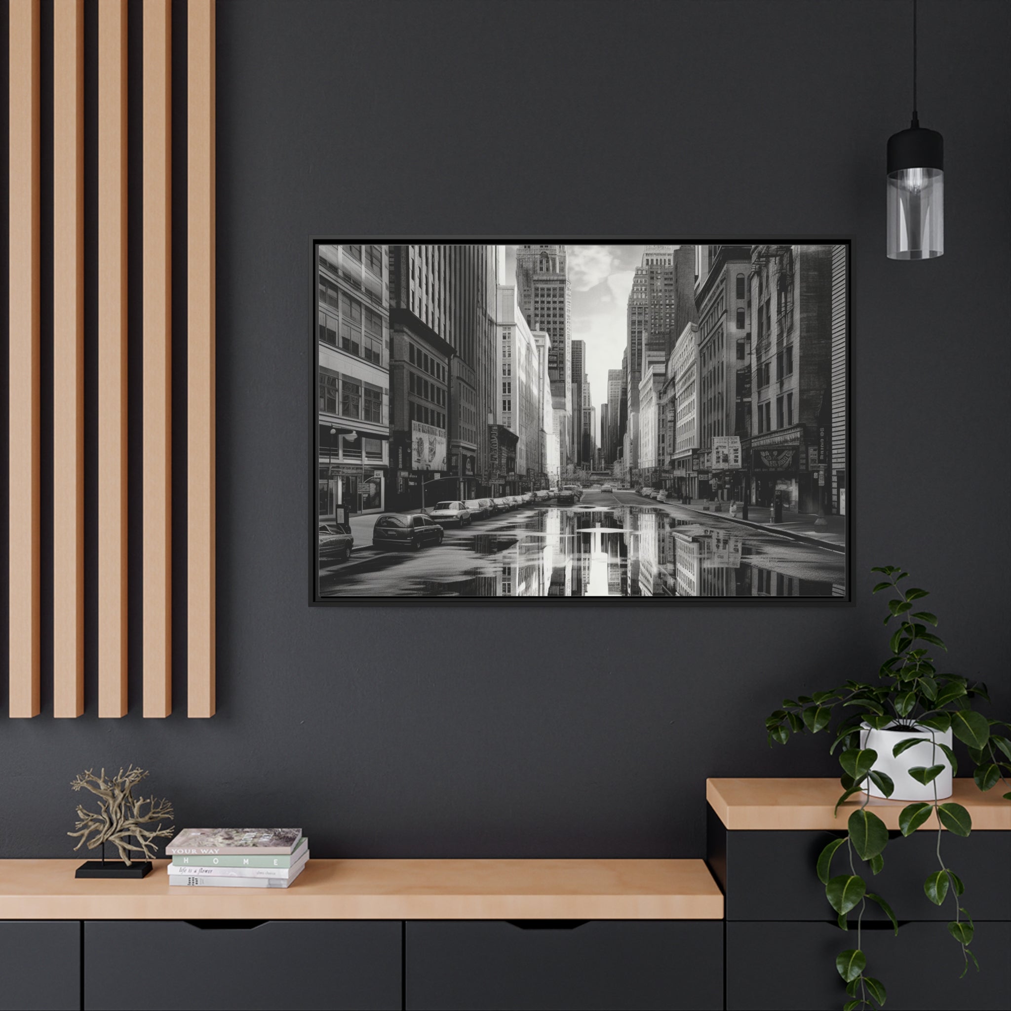 Cityscape II Matte Canvas, Black Frame