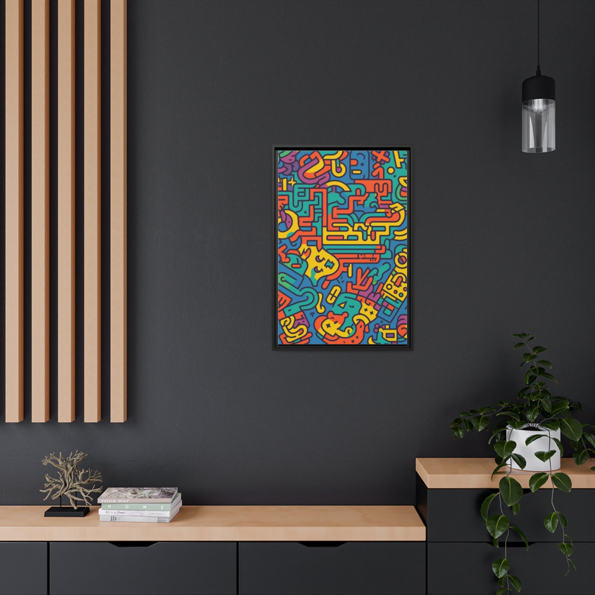 Pop Art Inspired by Keith C Matte Canvas, Black Frame