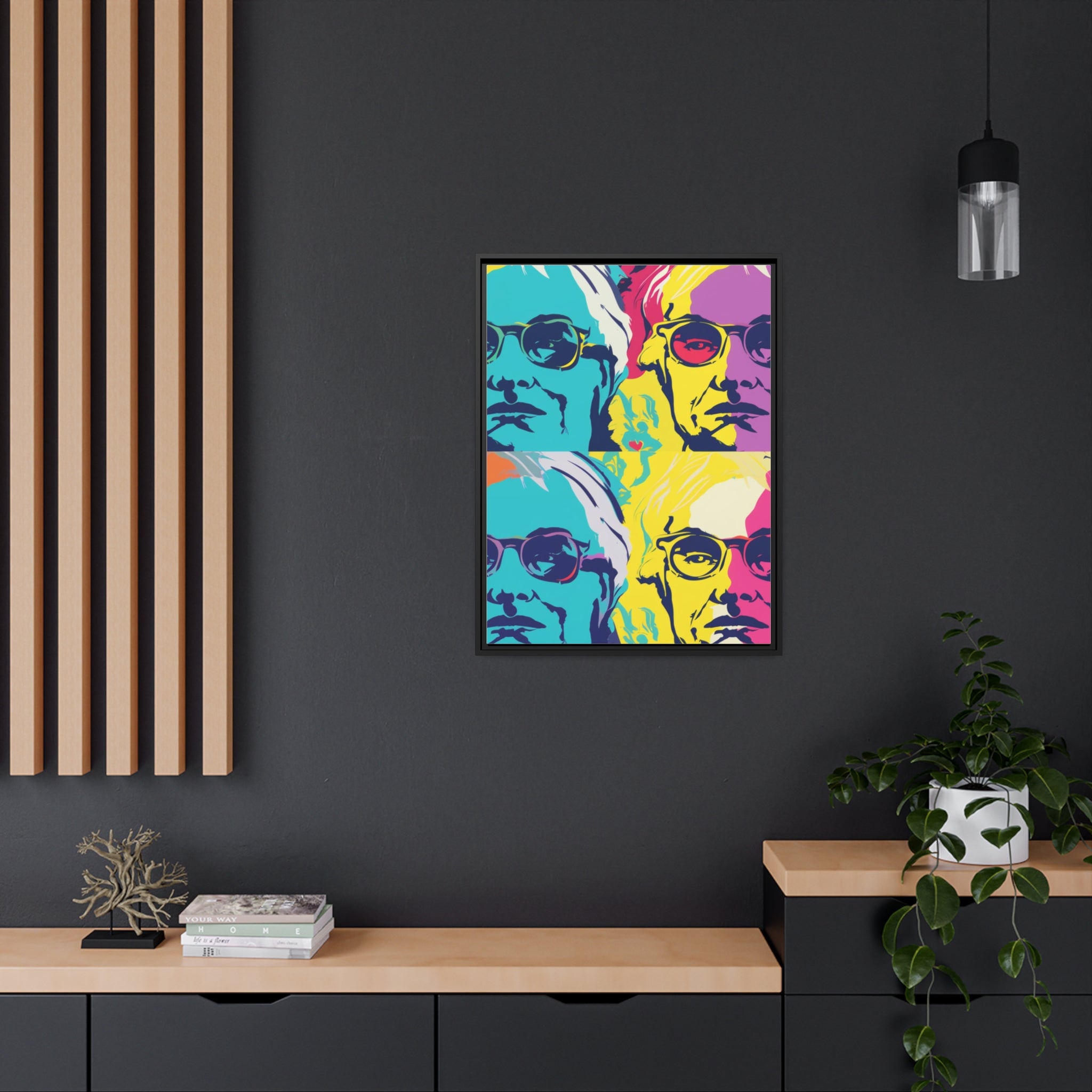 Pop Art Inspired by Andy B Matte Canvas, Black Frame