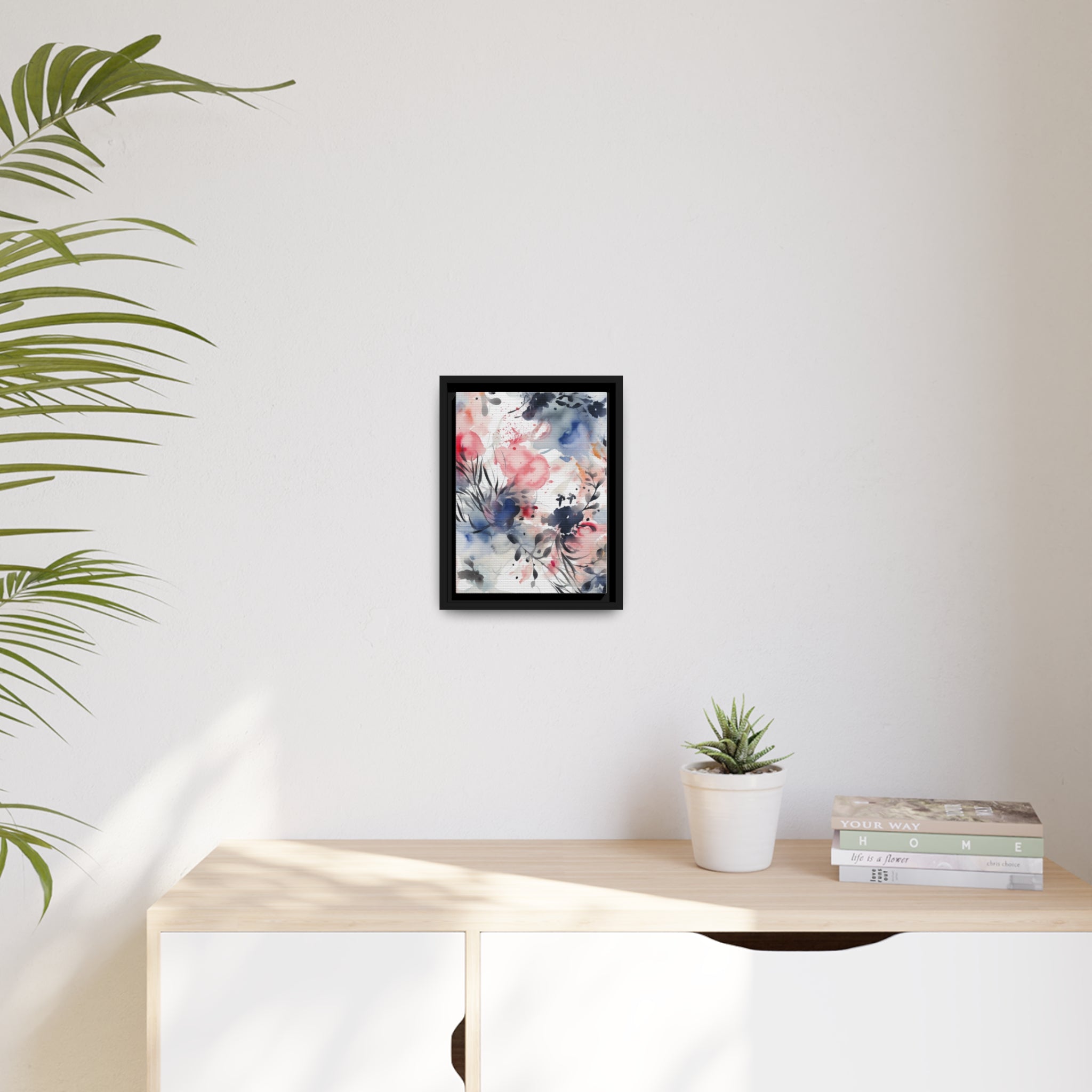 Japanese Flora II Matte Canvas, Black Frame