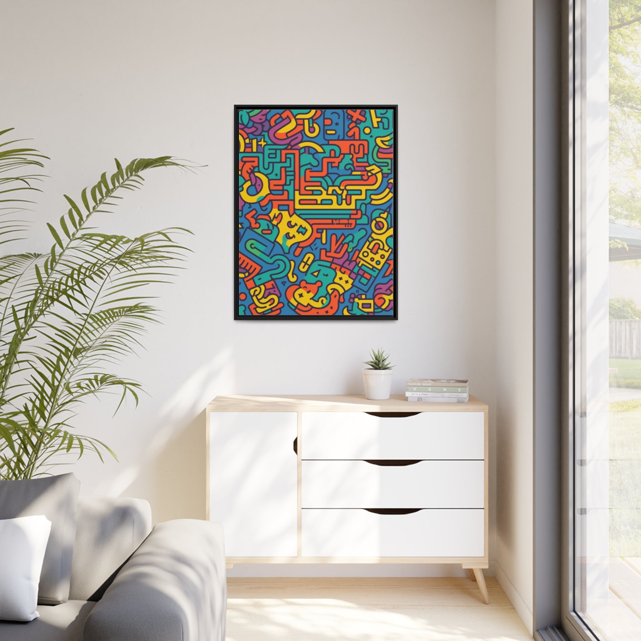 Pop Art Inspired by Keith C Matte Canvas, Black Frame