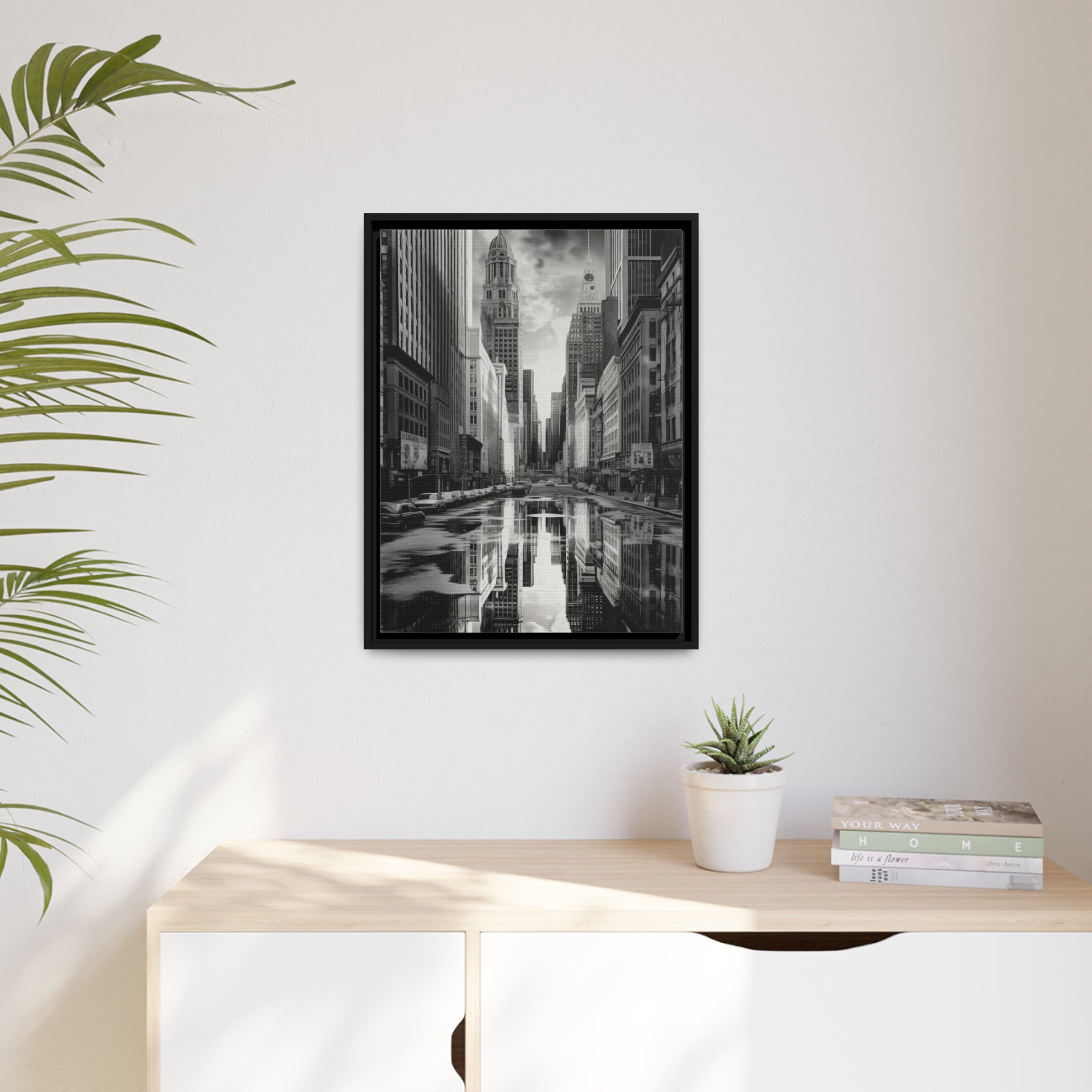 Cityscape II Matte Canvas, Black Frame