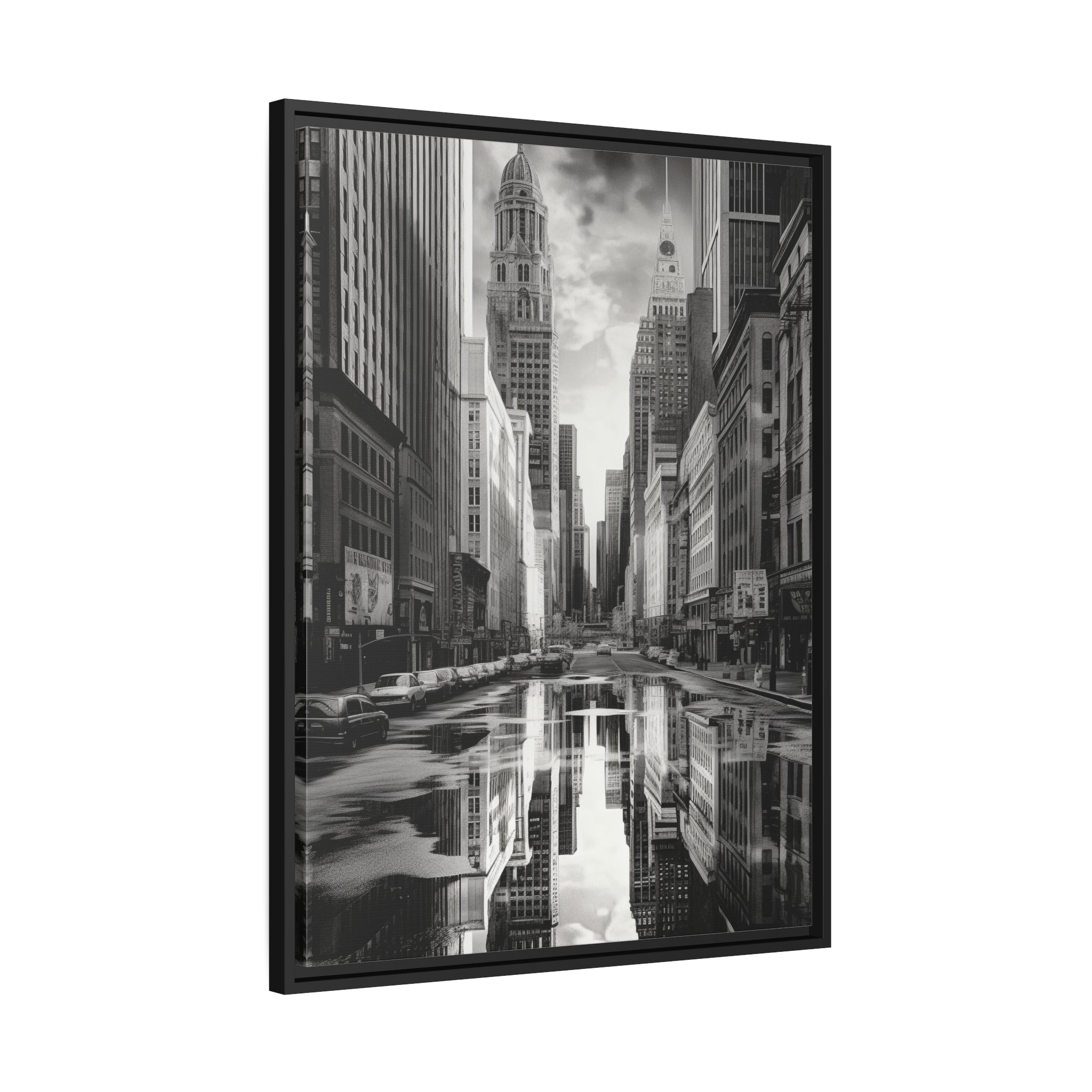 Cityscape II Matte Canvas, Black Frame