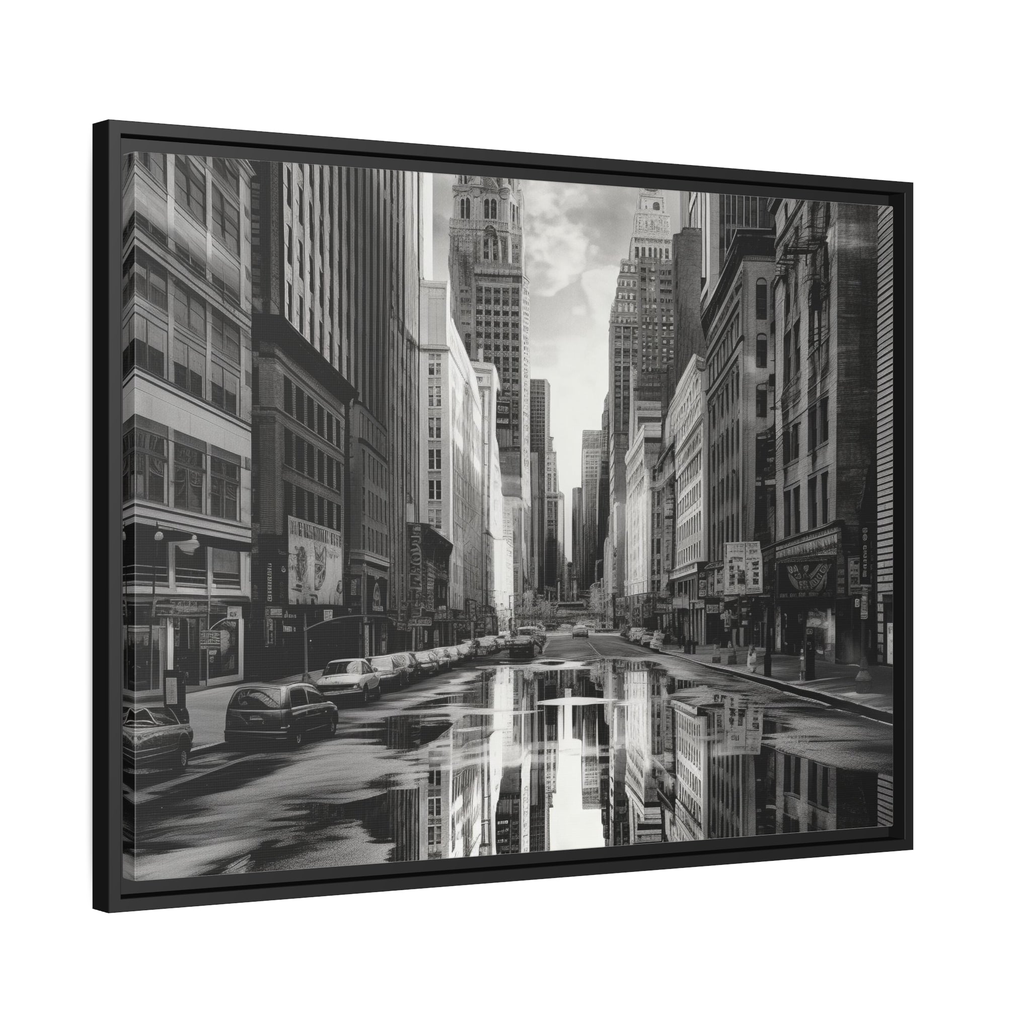 Cityscape II Matte Canvas, Black Frame