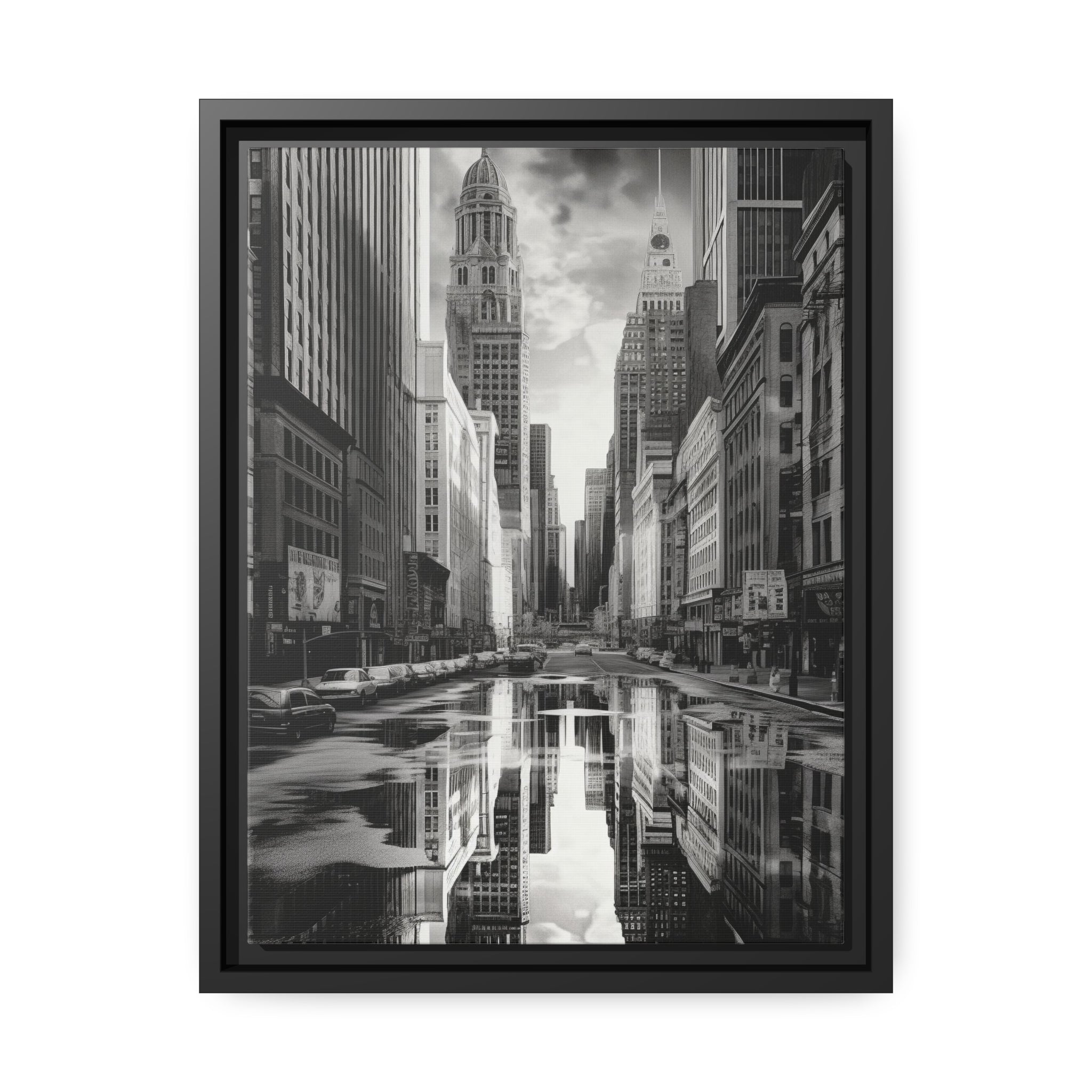 Cityscape II Matte Canvas, Black Frame