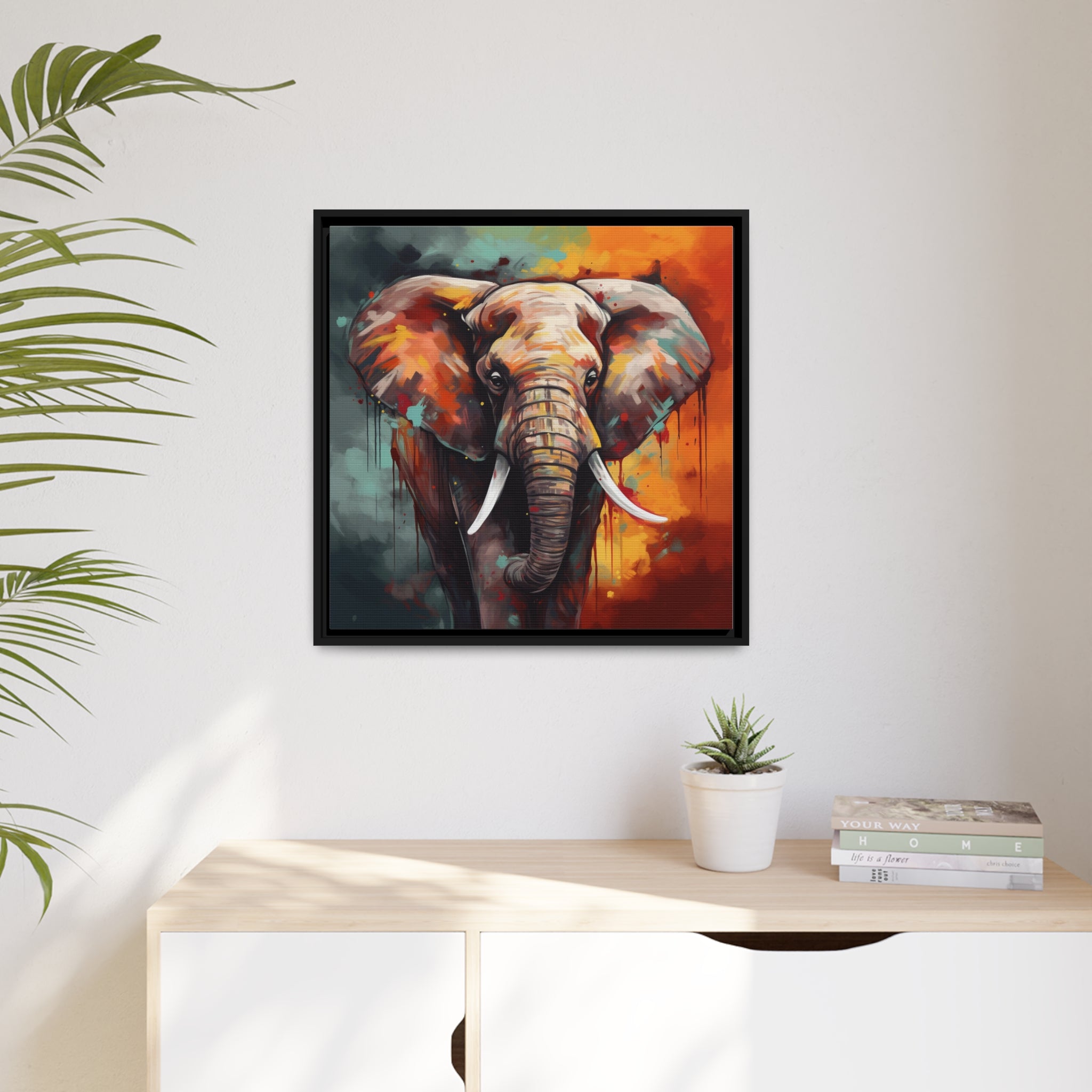 Majestic Elephant Matte Canvas, Black Frame - Noire Faire